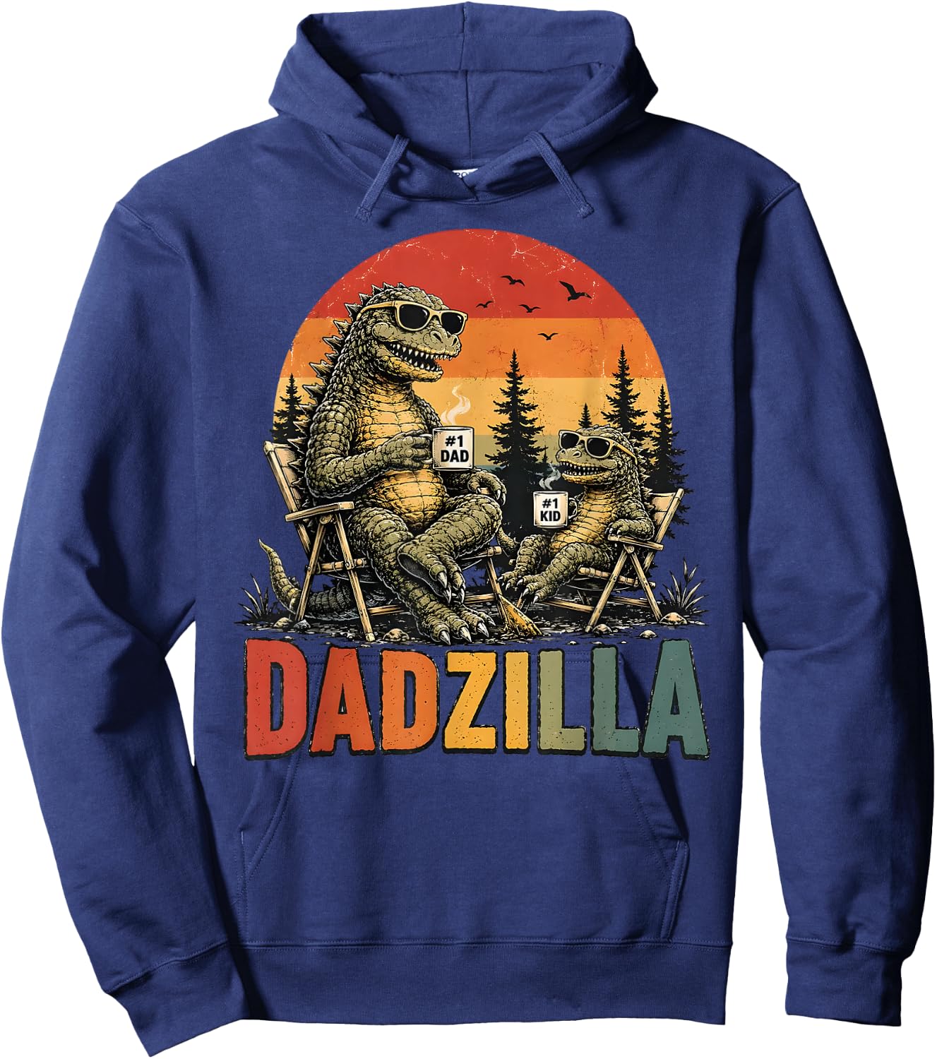 Vintage Dadzilla Father of The Fist Bump Dad Son Daughter Hoodie - Hoodie | Navy