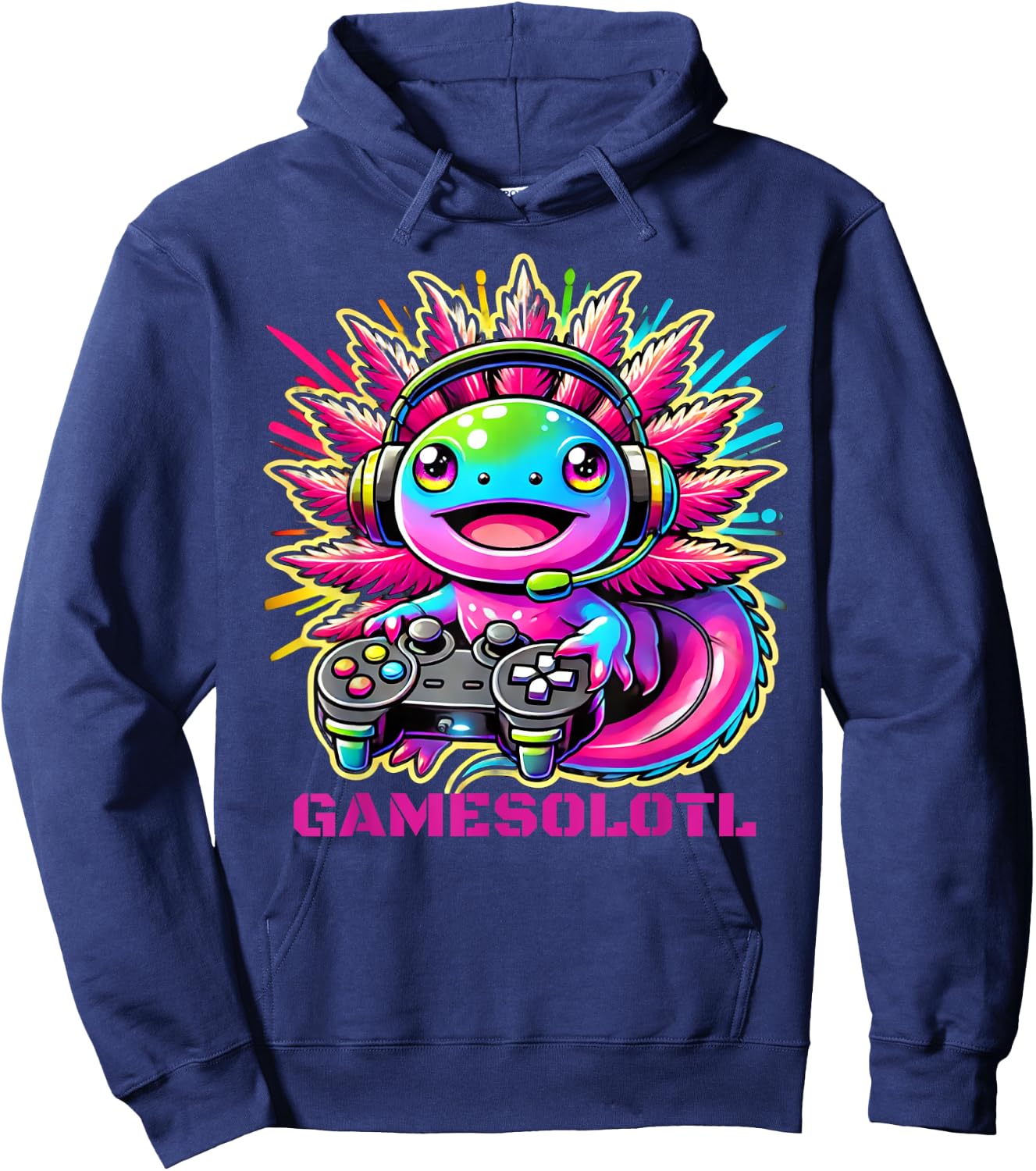Gamesolotl Axolotl Gamer Cute Anime Kawaii Boys Girls Hoodie - Hoodie | Navy