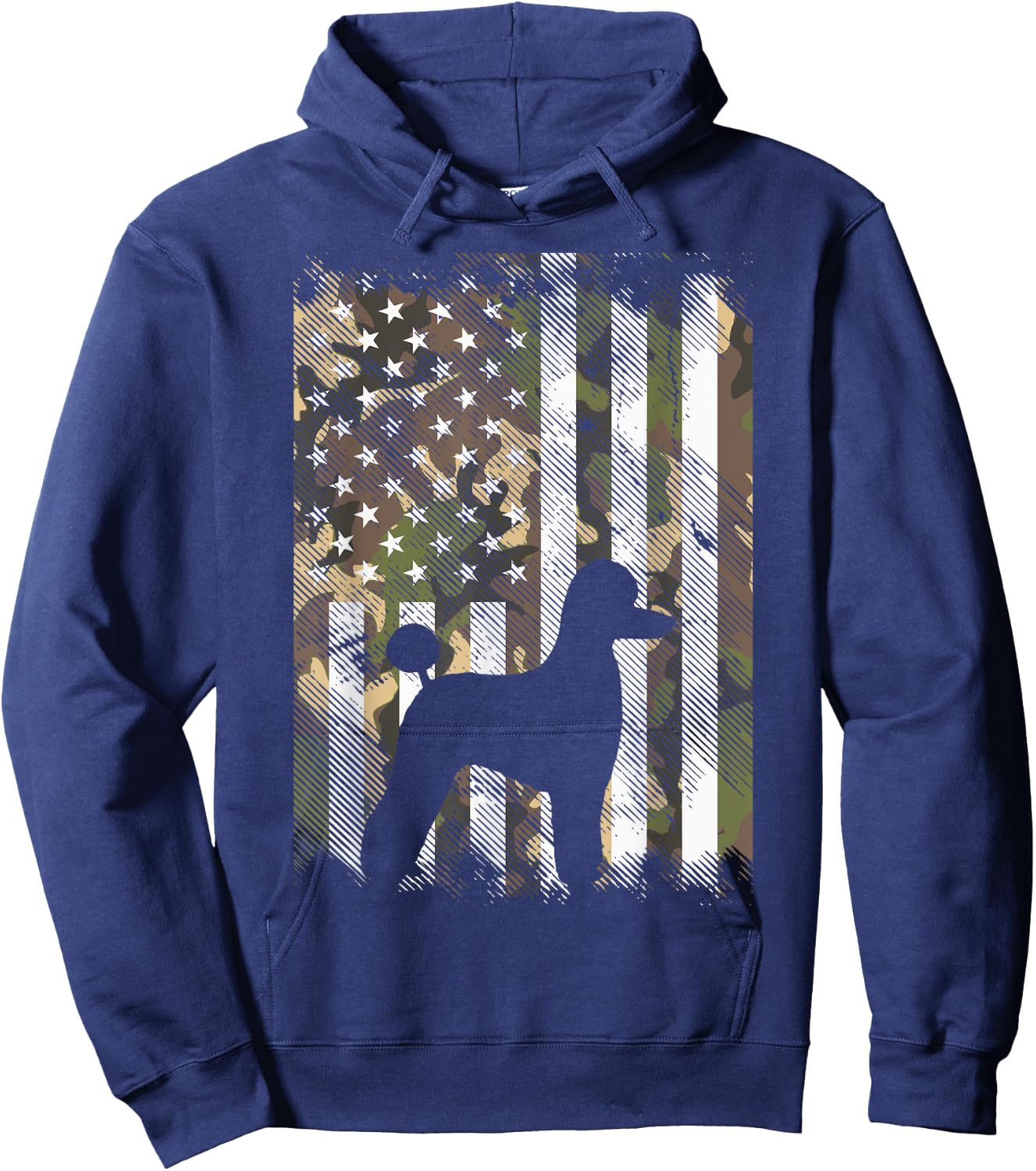 Camo America Flag Poodle Vintage Patriotic Dog Lover Gift Hoodie - Hoodie | Navy