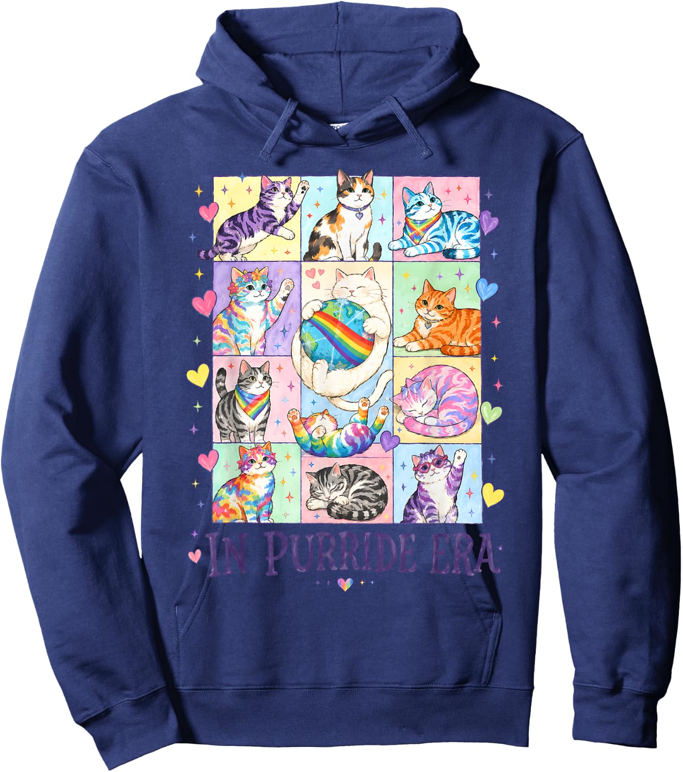 Rainbow Flag Cat Hoodie - Hoodie | Navy