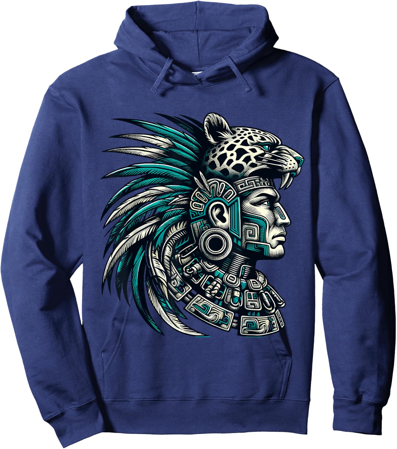Aztec Warrior Jaguar Hoodie - Hoodie | Navy