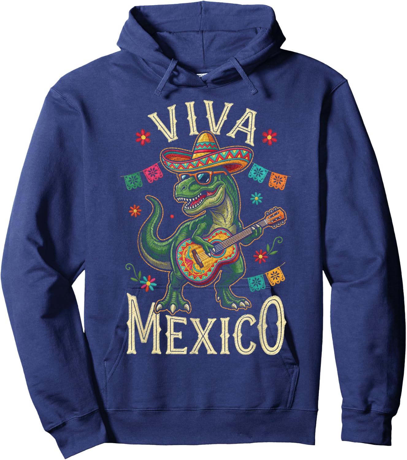 Viva Mexico Boy Dinosaur Mexican Independence Day Kids Hoodie - Hoodie | Navy