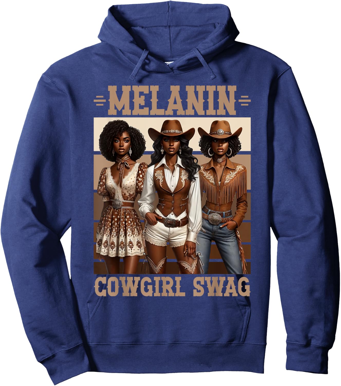 Melanin Cowgirl Swag Equestrian African American Western Hoodie - Hoodie | Navy