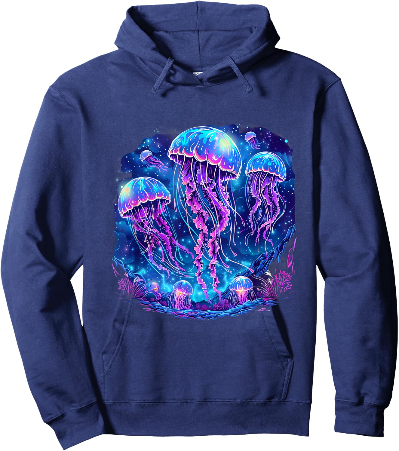 Jellyfish Sea Ocean Jellyfish Motif Artwork Marine Mammal Hoodie - Hoodie | Navy