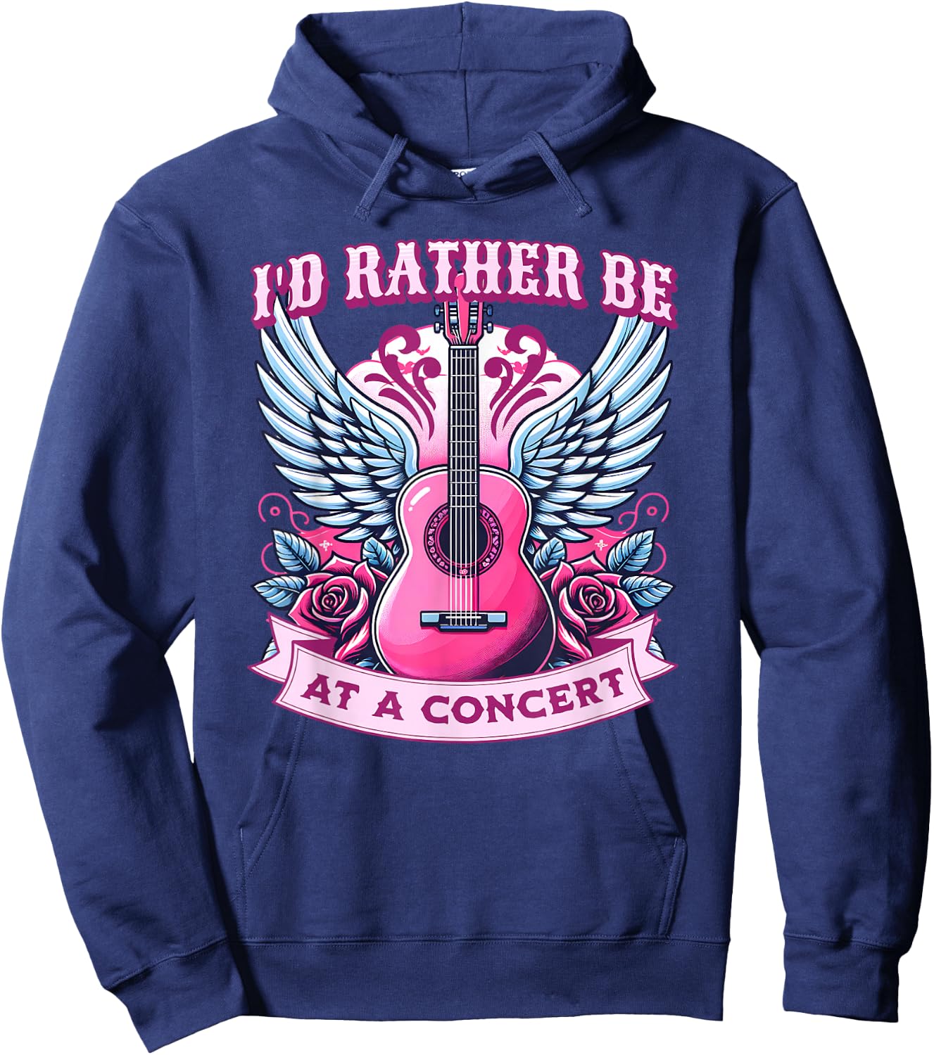 Id Rather Be At A Concert Music Lover Band Festival Guitar Hoodie - Hoodie | Navy