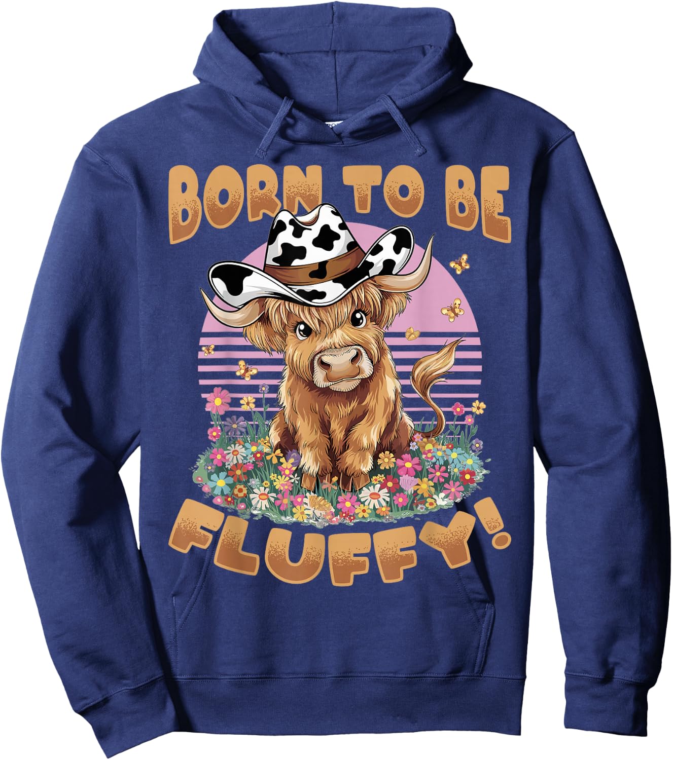 Scottish Highland Cow Born to be Fluffy! Hoodie - Hoodie | Navy