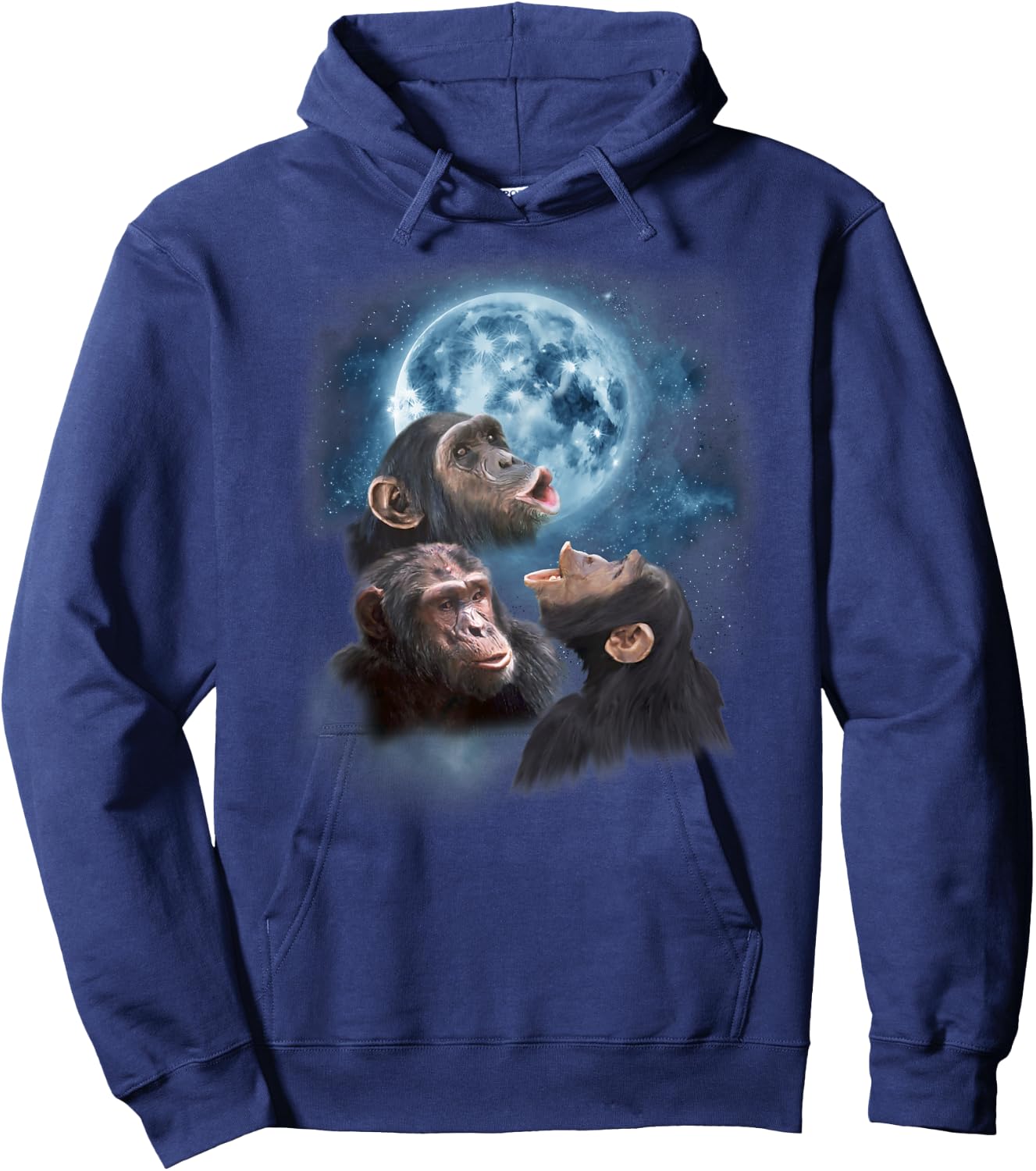 Howling at the Moon Shirt - Funny Chimpanzee Shirt - Chimp Hoodie - Hoodie | Navy