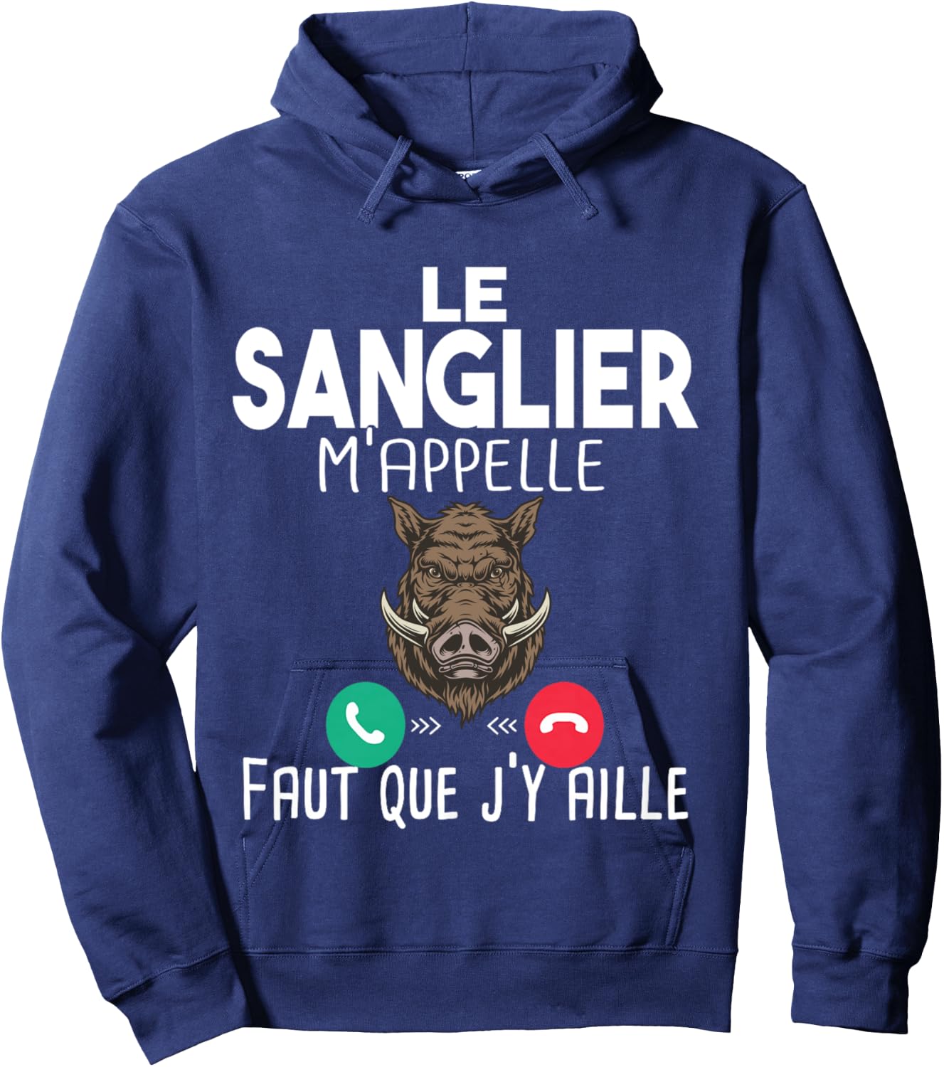 Boar Hunting Hunting Man Gift Humour Rifle Call Long Handle Hoodie - Hoodie | Navy