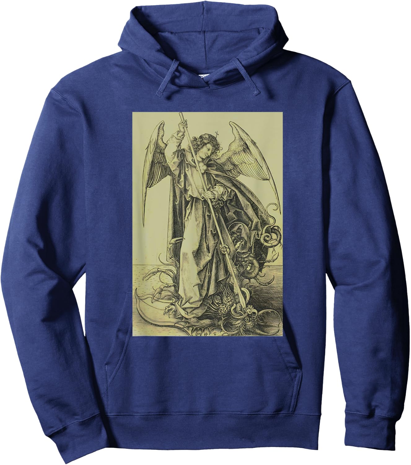 Archangel Michael Piercing Dragon Satan Martin Schongauer Hoodie - Hoodie | Navy