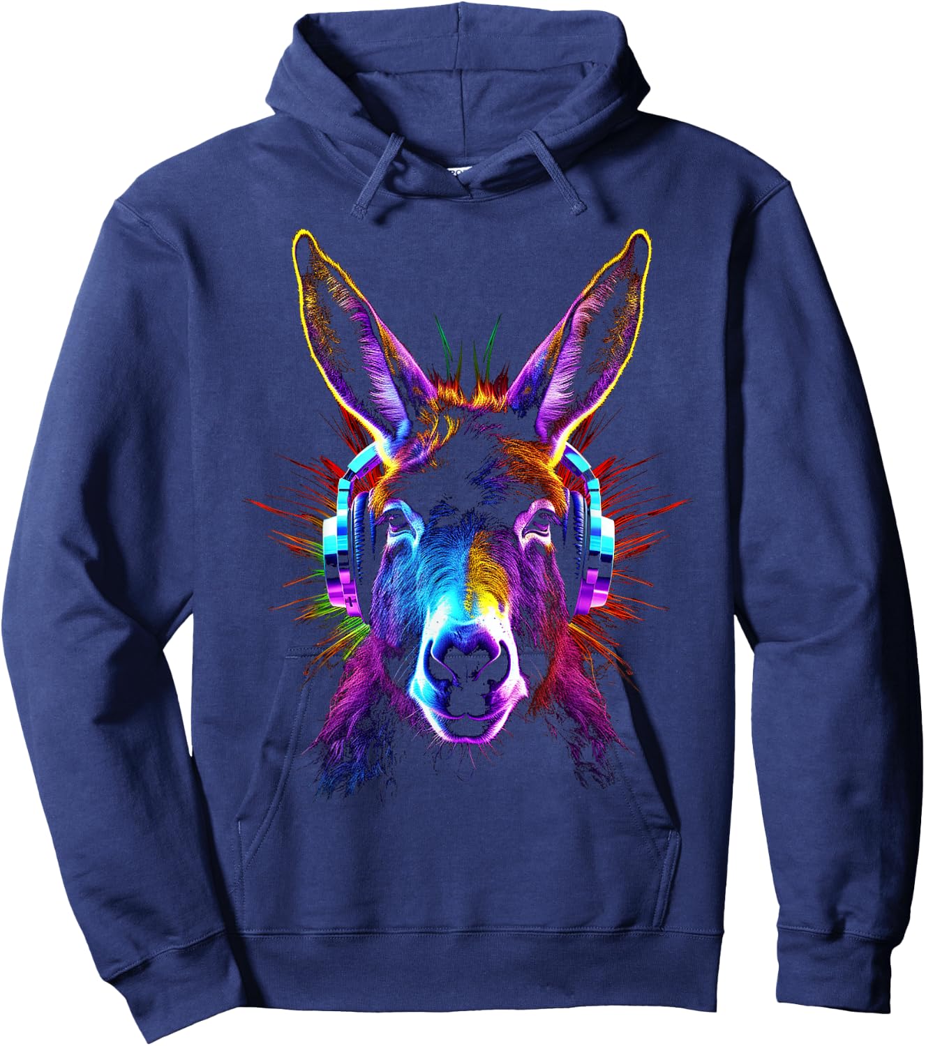 Esel Kopfhörer Tiermotiv Musik Kunst Esel Hoodie - Hoodie | Navy