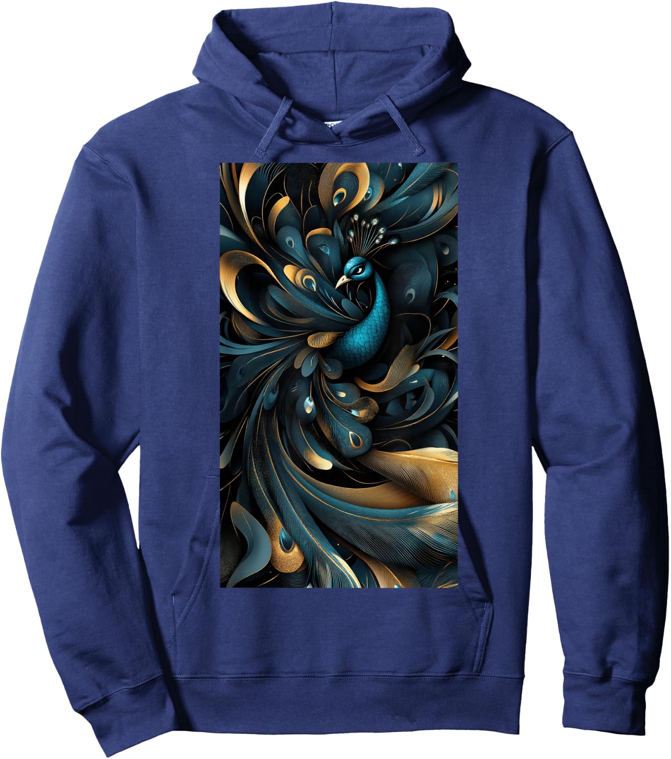 Peacock Feather Peacock art Colors Bird Abstract Hoodie - Hoodie | Navy
