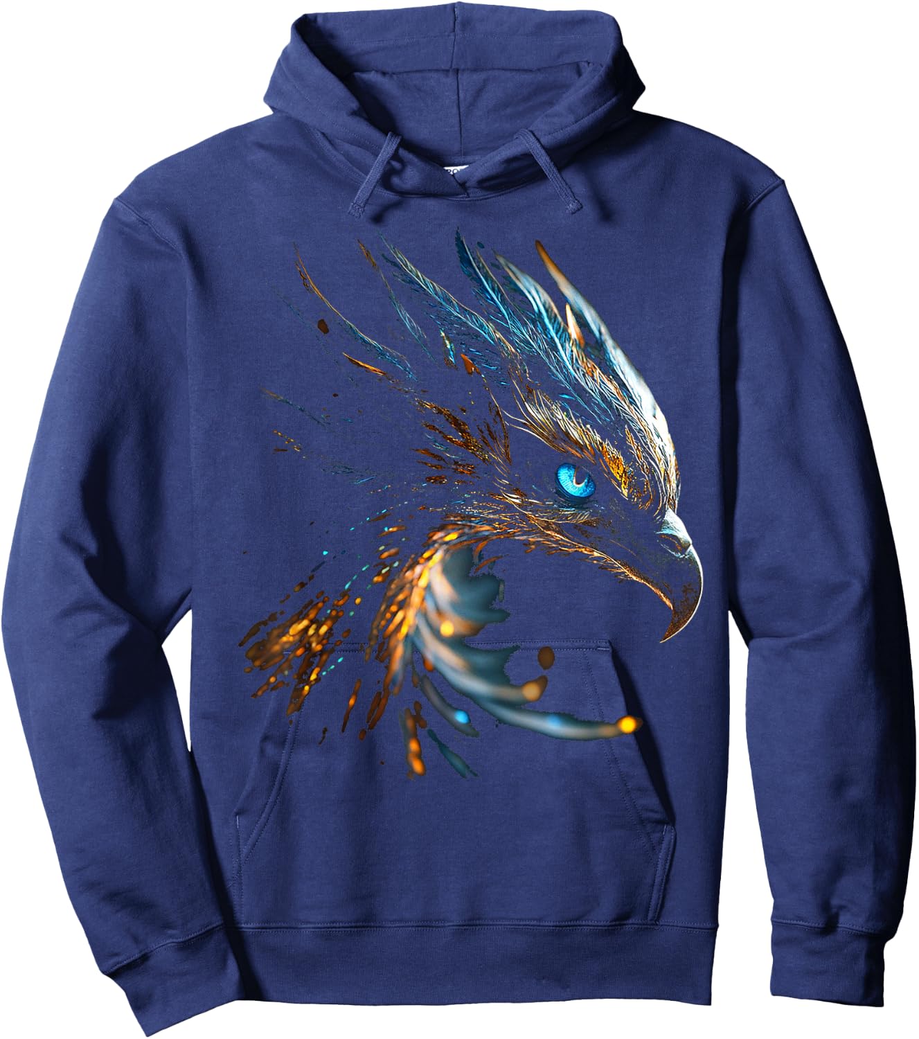 Phoenix Mythical Motif Fantasy Art Blue Eyes Phoenix , black Hoodie - Hoodie | Navy