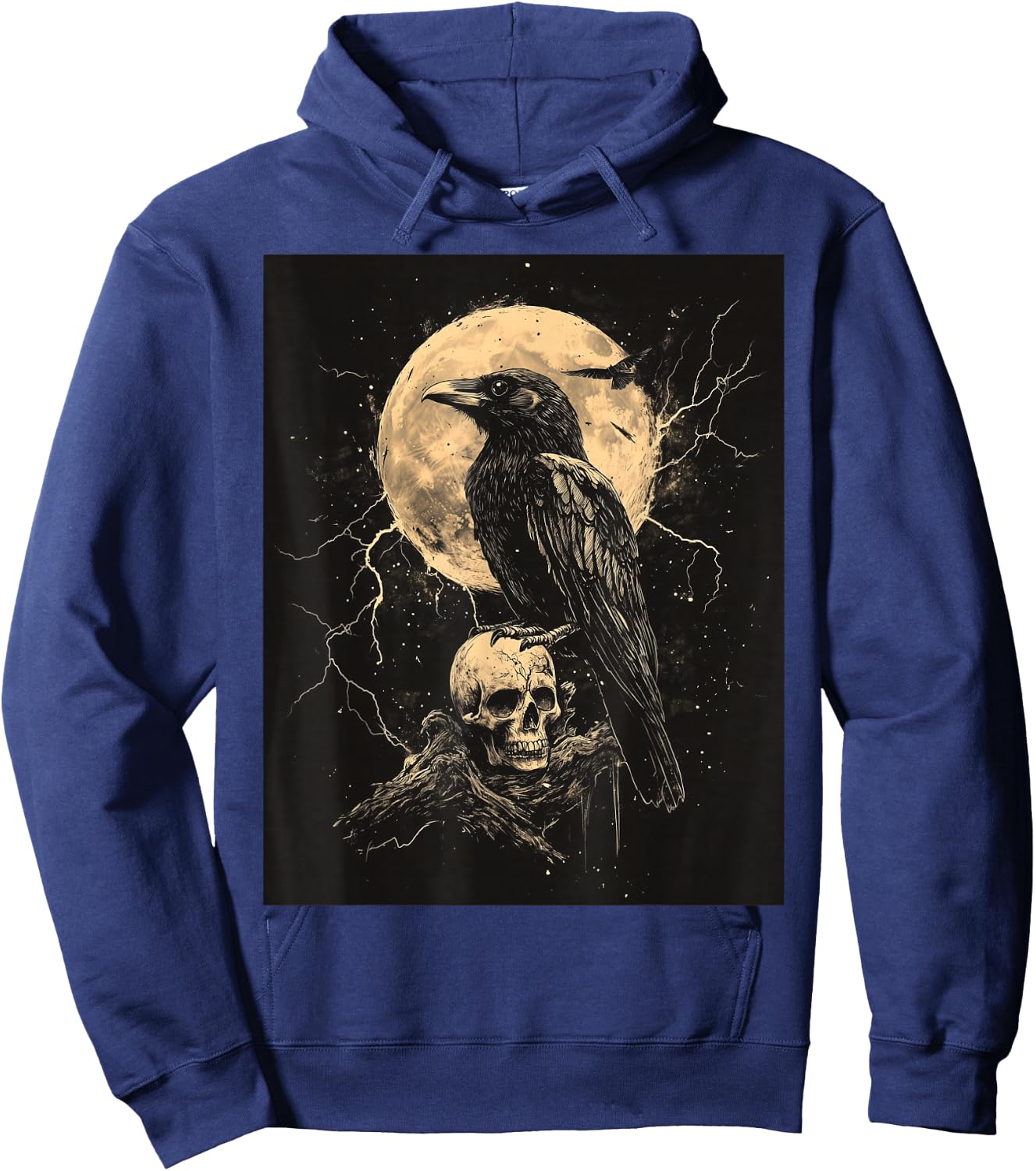 Raven Skull Moon Scary Black Gothic Spooky Women Black Crow Hoodie - Hoodie | Navy
