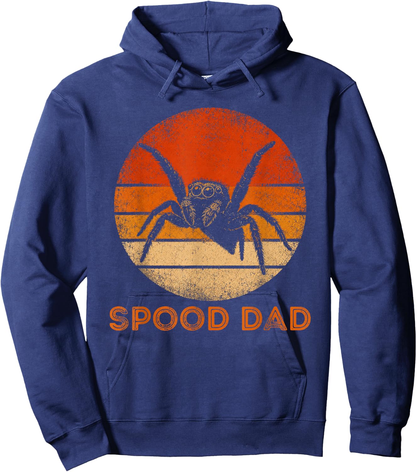 Spood Dad - Vintage Jumping Spider Sunset - Funny Hoodie - Hoodie | Navy