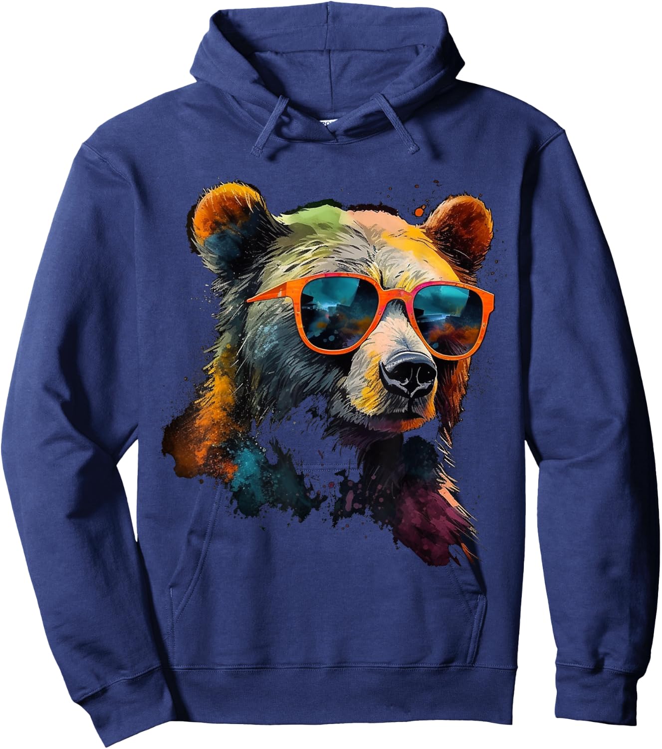 Bear Sunglasses Colourful Art Animal Bear Hoodie - Hoodie | Navy