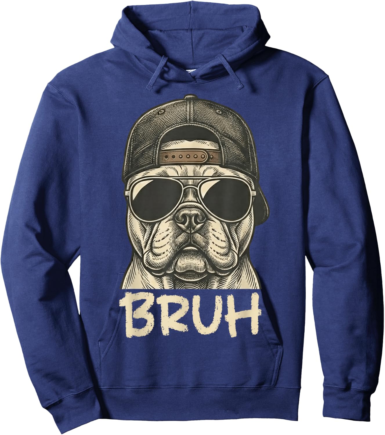 French Bulldog Sunglasses Bruh. Funny French Bulldog Lover Hoodie - Hoodie | Navy