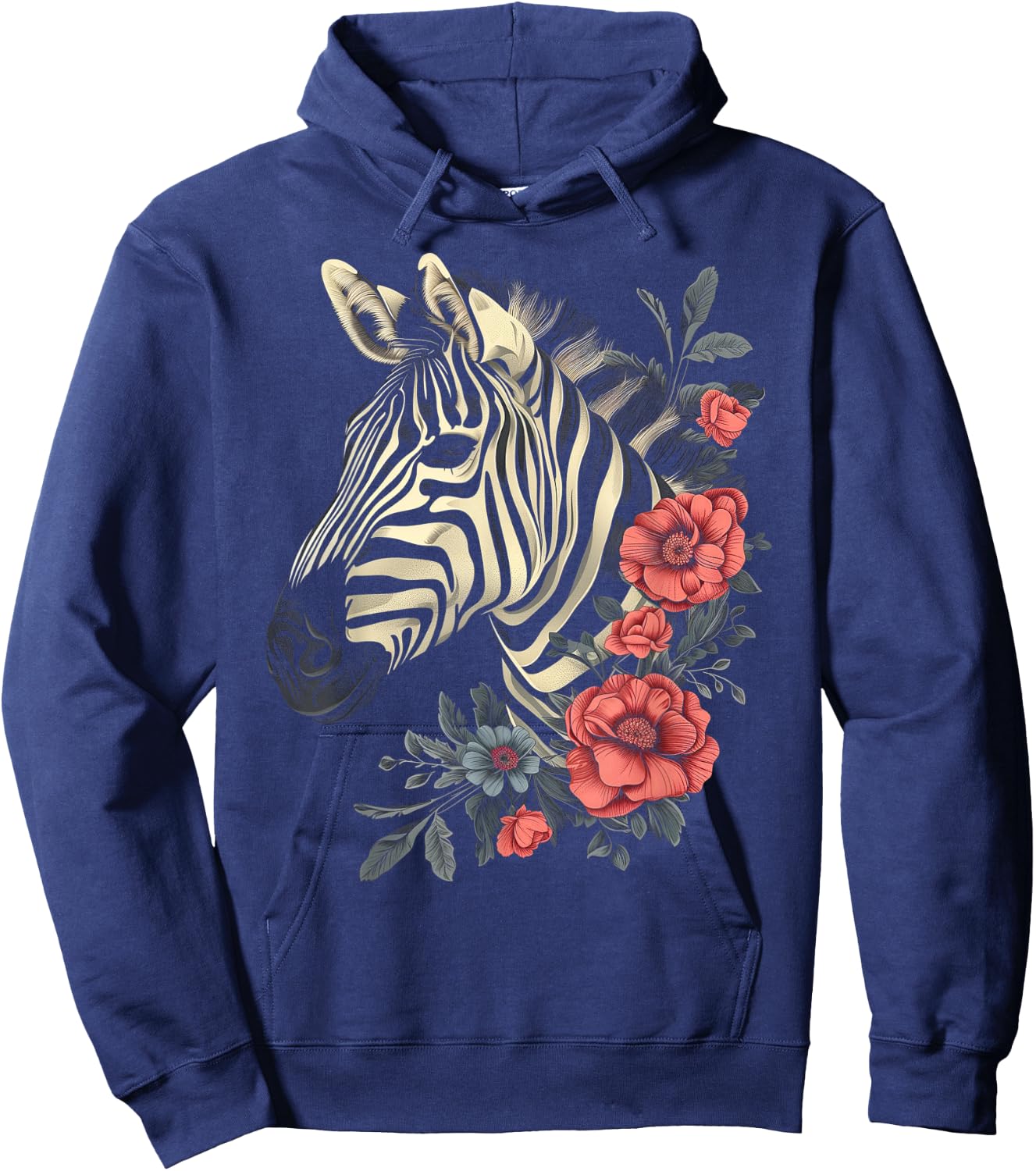 Zebra Vintage Flowers African Animal Zoo Keeper Zebra Lover Hoodie - Hoodie | Navy