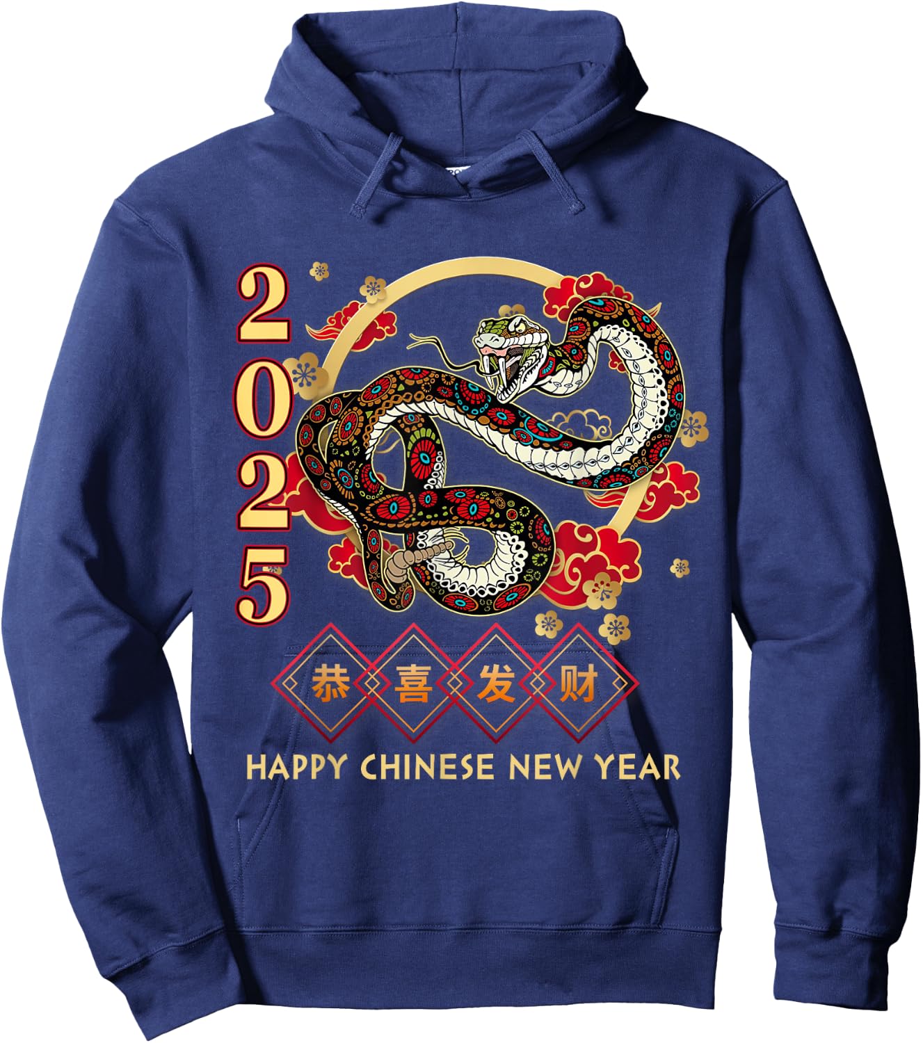 Year Of The Snake 2025 Vintage Chinese Art Women Men Hoodie - Hoodie | Navy