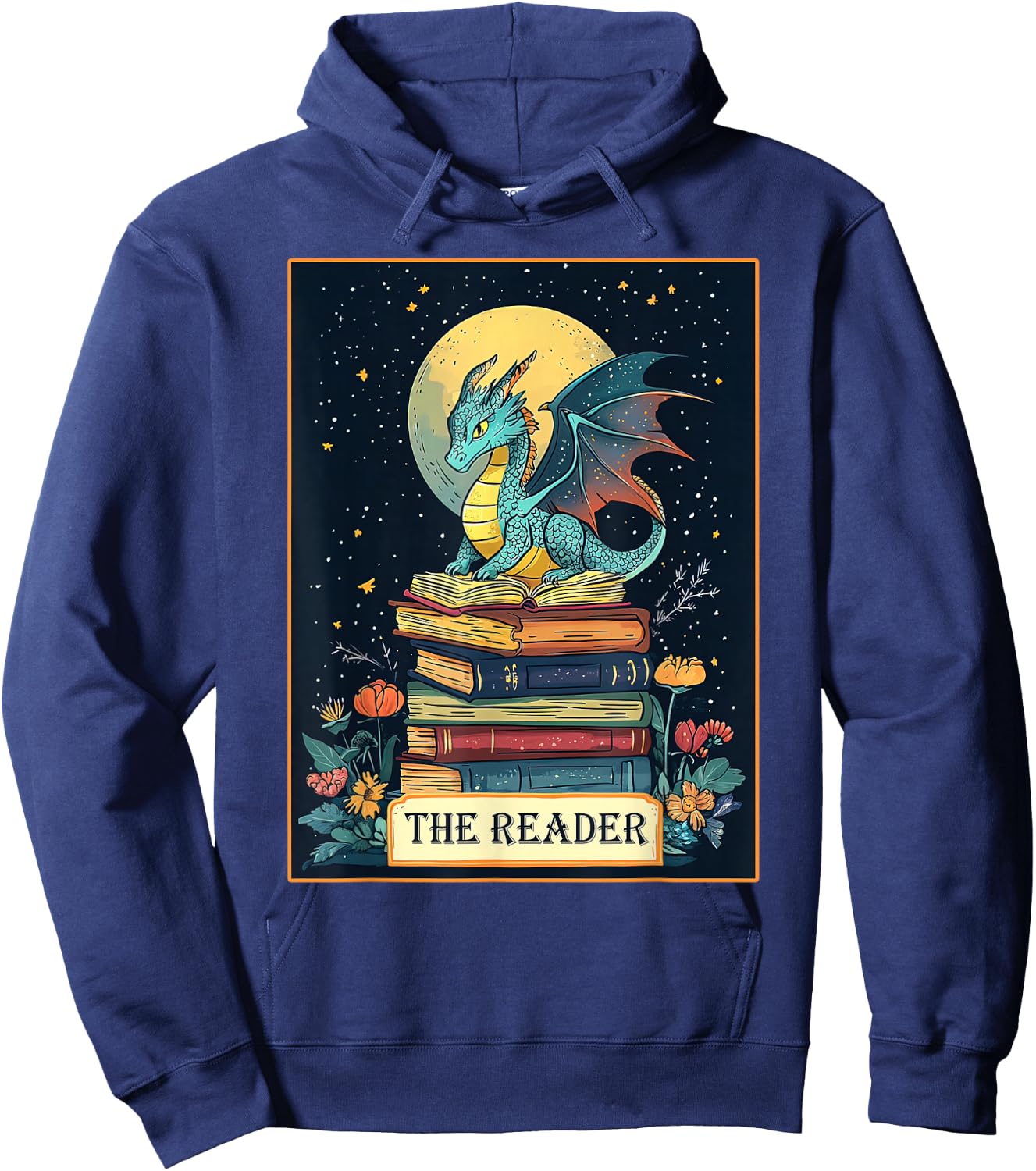 Book Dragon The Reader Tarot Romantasy Book Lover Bookish Hoodie - Hoodie | Navy