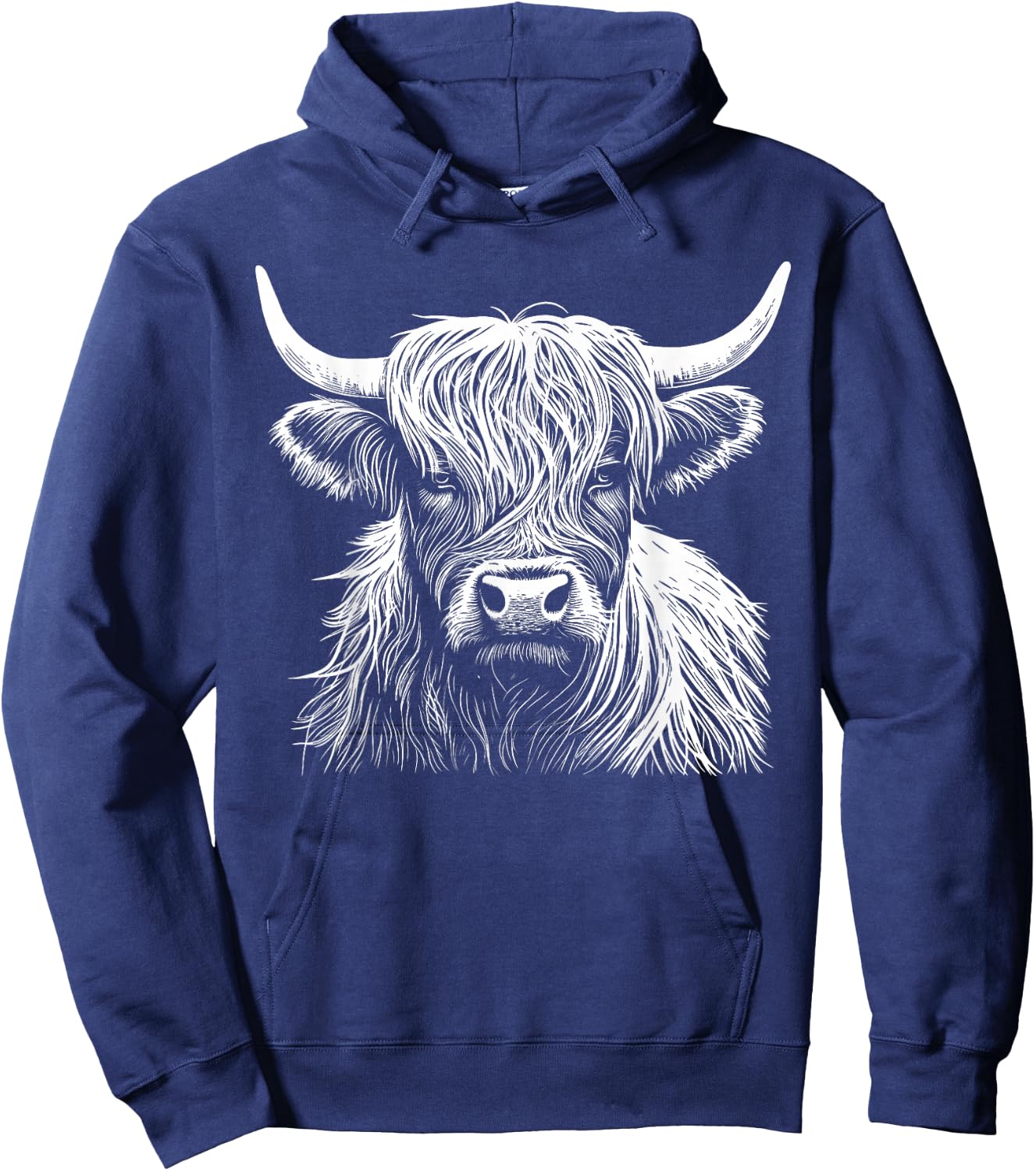 Highland Cow Scotland Scottish Fluffy Cow Cute Highland Coo Hoodie - Hoodie | Navy