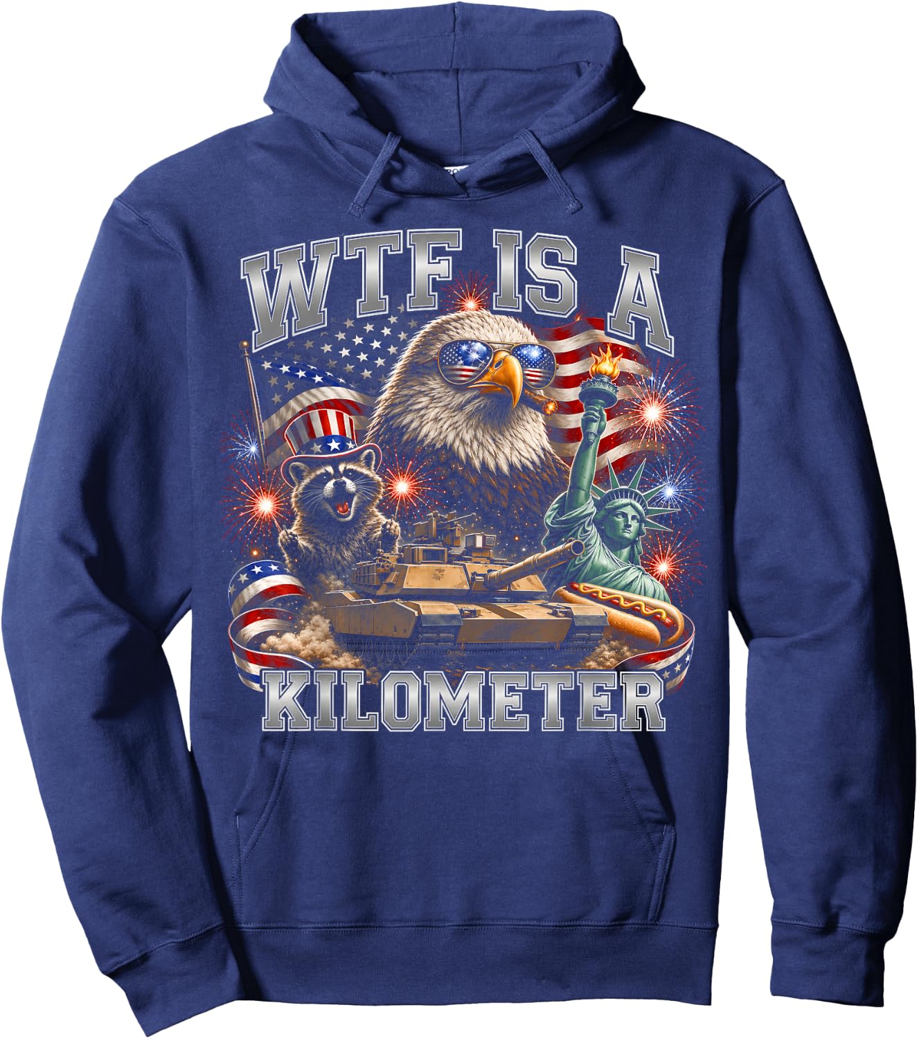 4th of July WTF is Kilometer Funny USA Patriotic Men Women Hoodie - Hoodie | Navy