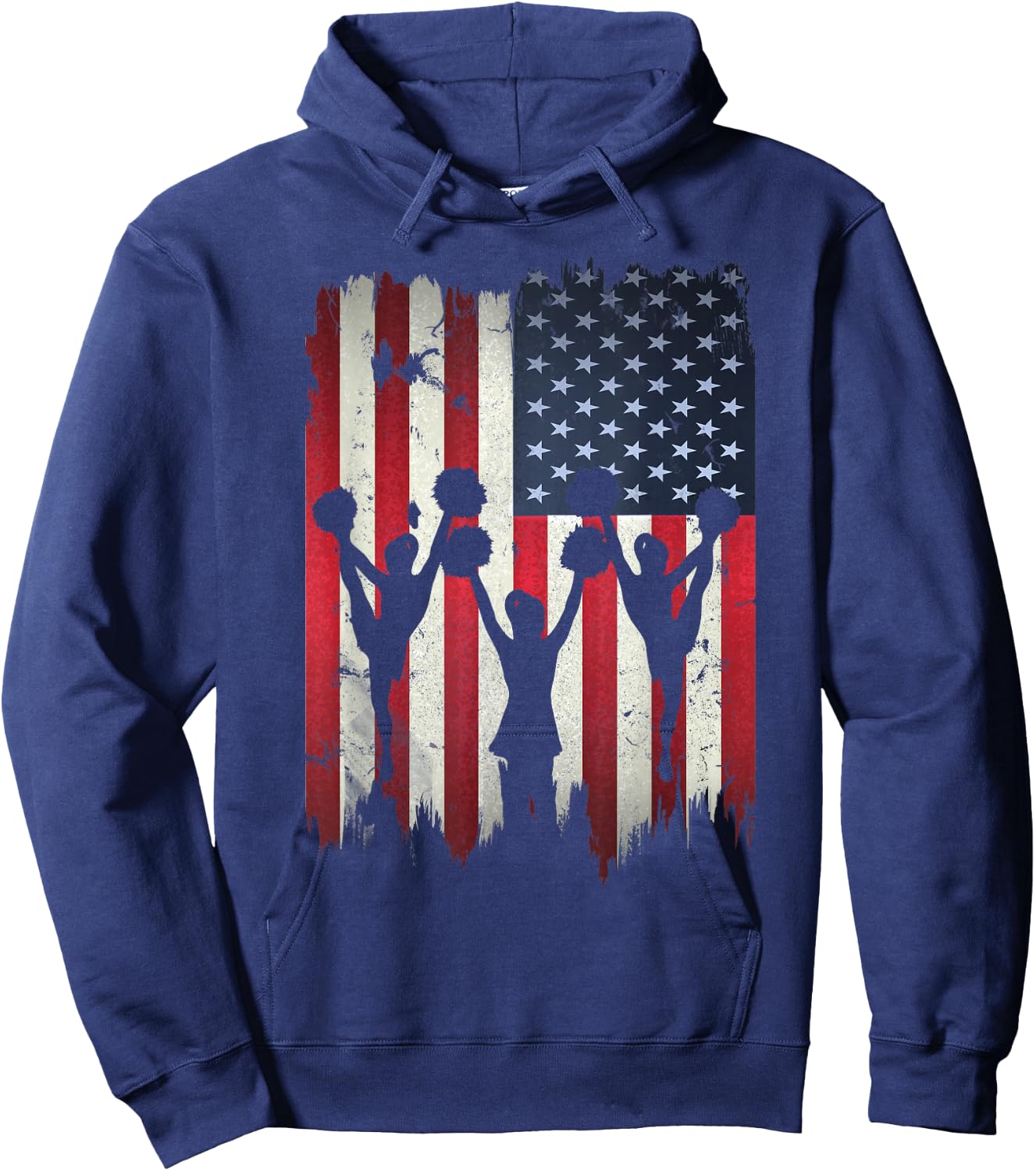 Cheerleaders USA American Flag 4th of July Cheerleading Hoodie - Hoodie | Navy