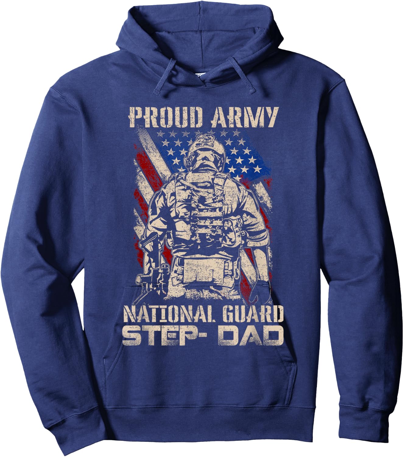 Proud Army National Guard Step-Dad Shirt Veterans Day Hoodie - Hoodie | Navy