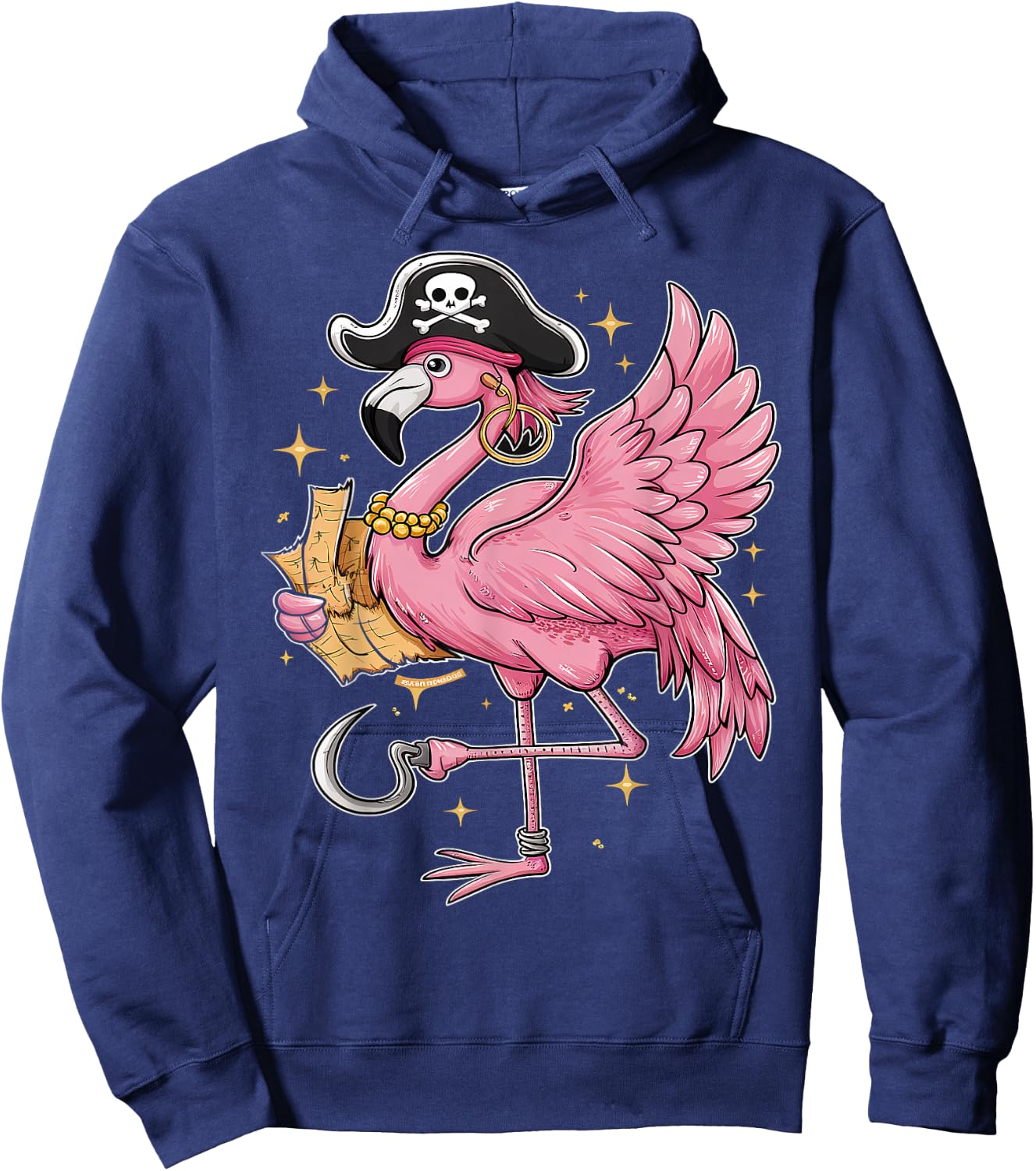 Pirate Pink Flamingo Halloween Party Girls women Hoodie - Hoodie | Navy