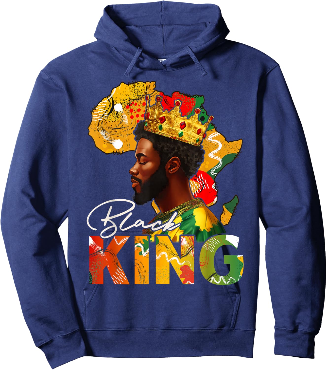 Black King African American Melanin Afro Dad Black History Hoodie - Hoodie | Navy