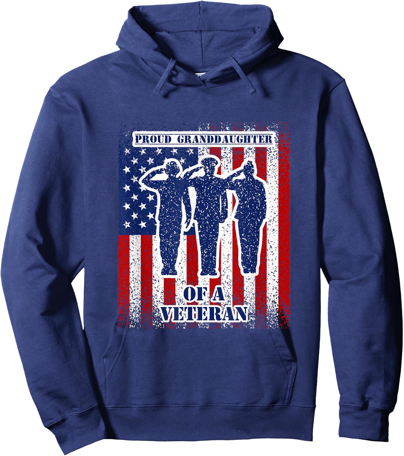 Proud Granddaughter of a Veteran US Flag Apparel Hoodie - Hoodie | Navy