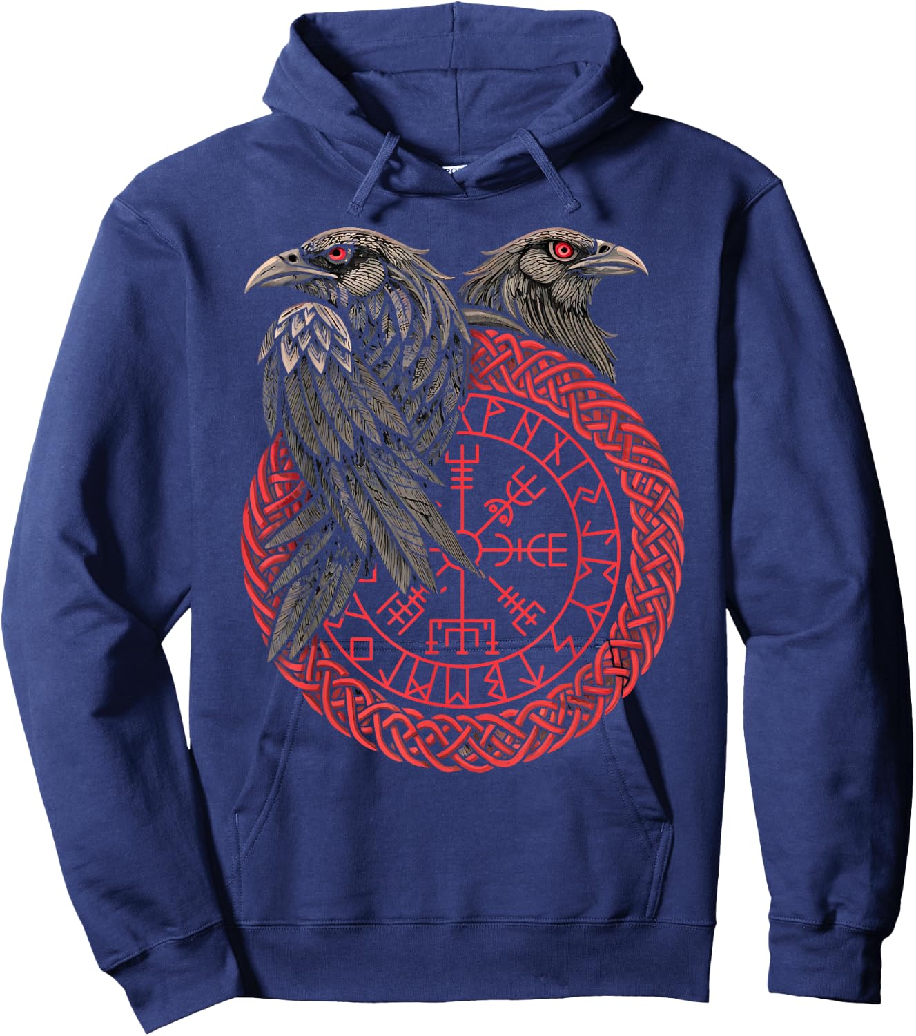 Retro Wikinger Kompass Vegvisir Nordic Rune Rabe Hoodie - Hoodie | Navy