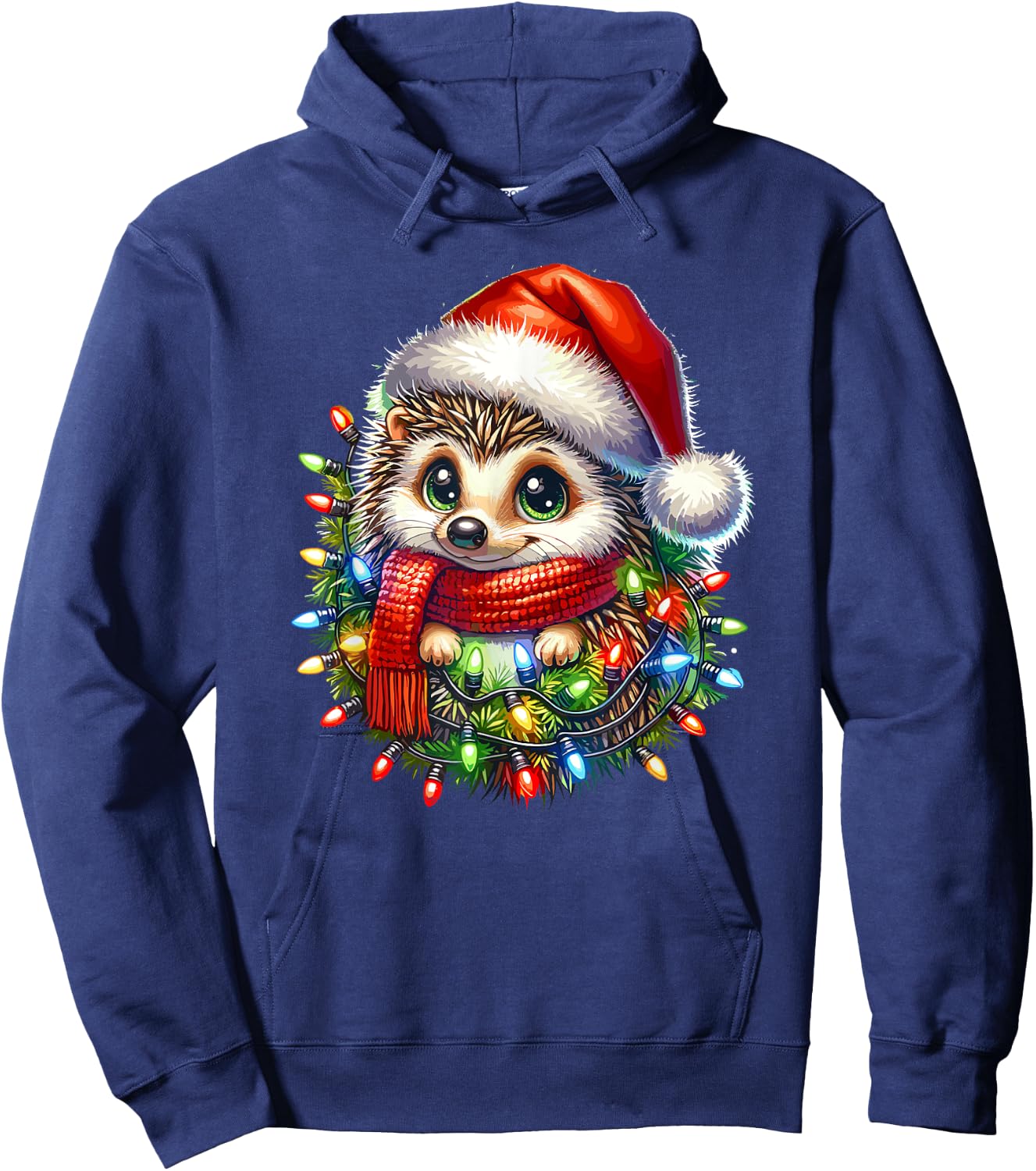 Christmas Hat Hedgehog Hedgehogs Hoodie - Hoodie | Navy