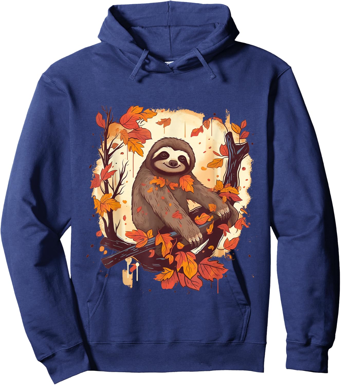 Sloth Fall Leaves Thanksgiving Day Animal Men Women Kids Hoodie - Hoodie | Navy