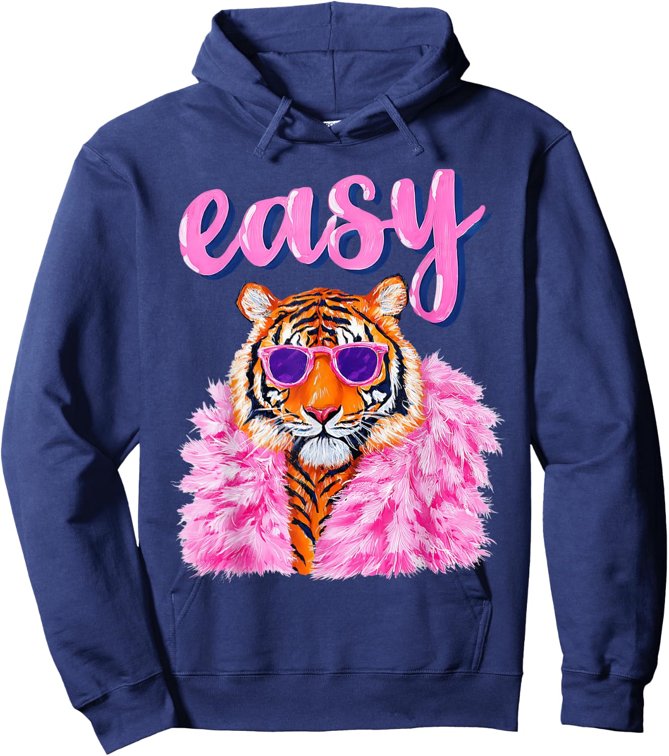 Easy Tiger Funky Glasses Pink Fur Coat Hoodie - Hoodie | Navy