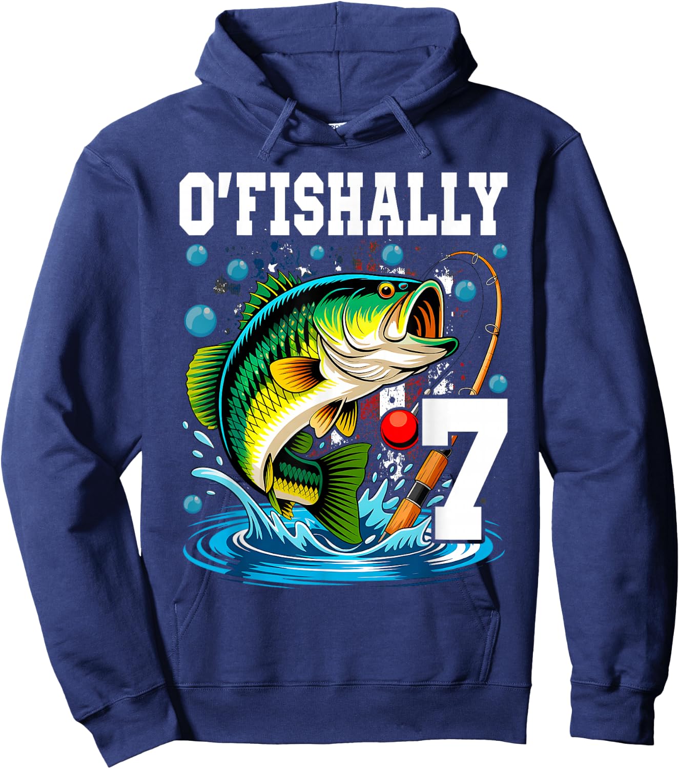 O'fishally 7 Years Old Fishing 7th Birthday Boys Kids Hoodie - Hoodie | Navy