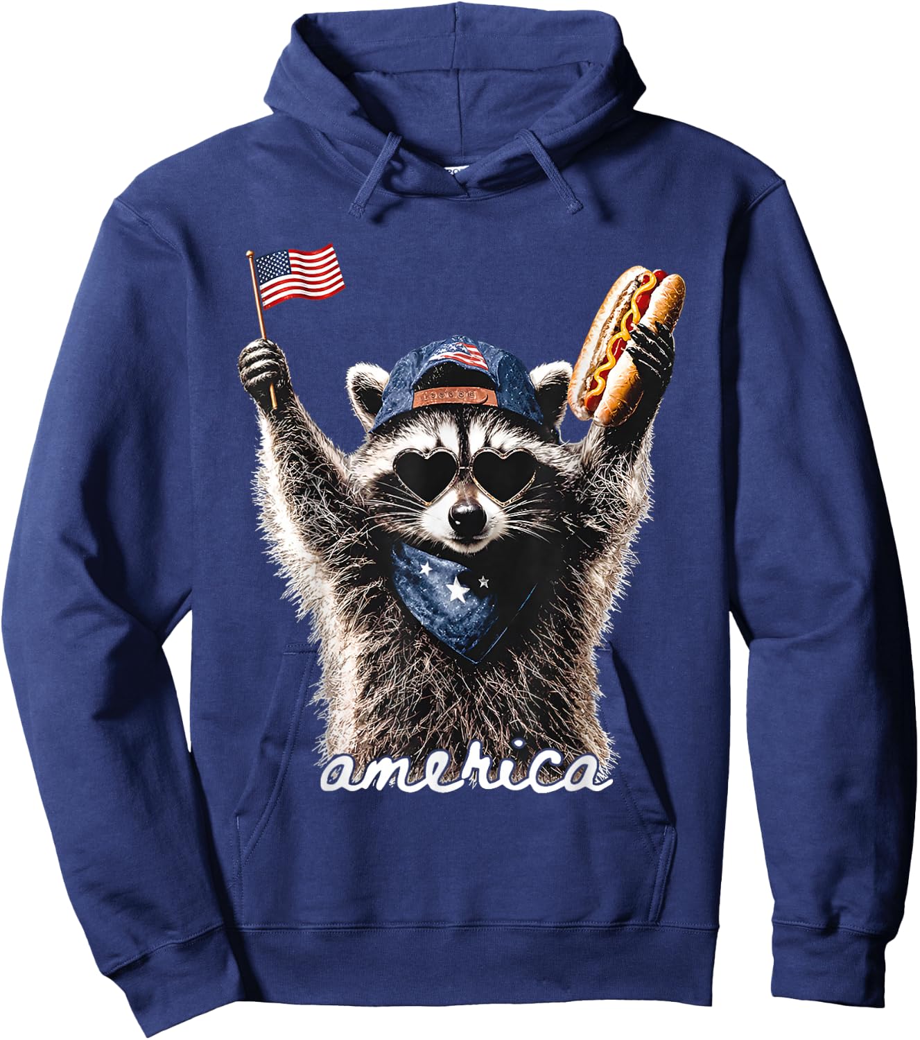 America Patriotic Raccoon Hoodie - Hoodie | Navy