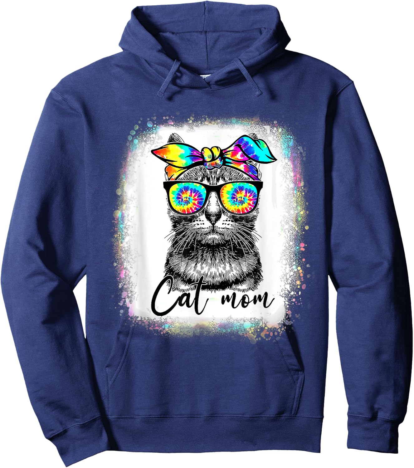 Best Cat Mom Ever Tie Dye Cat Mommy Mother's Day Catmother Women Hoodie - Hoodie | Navy
