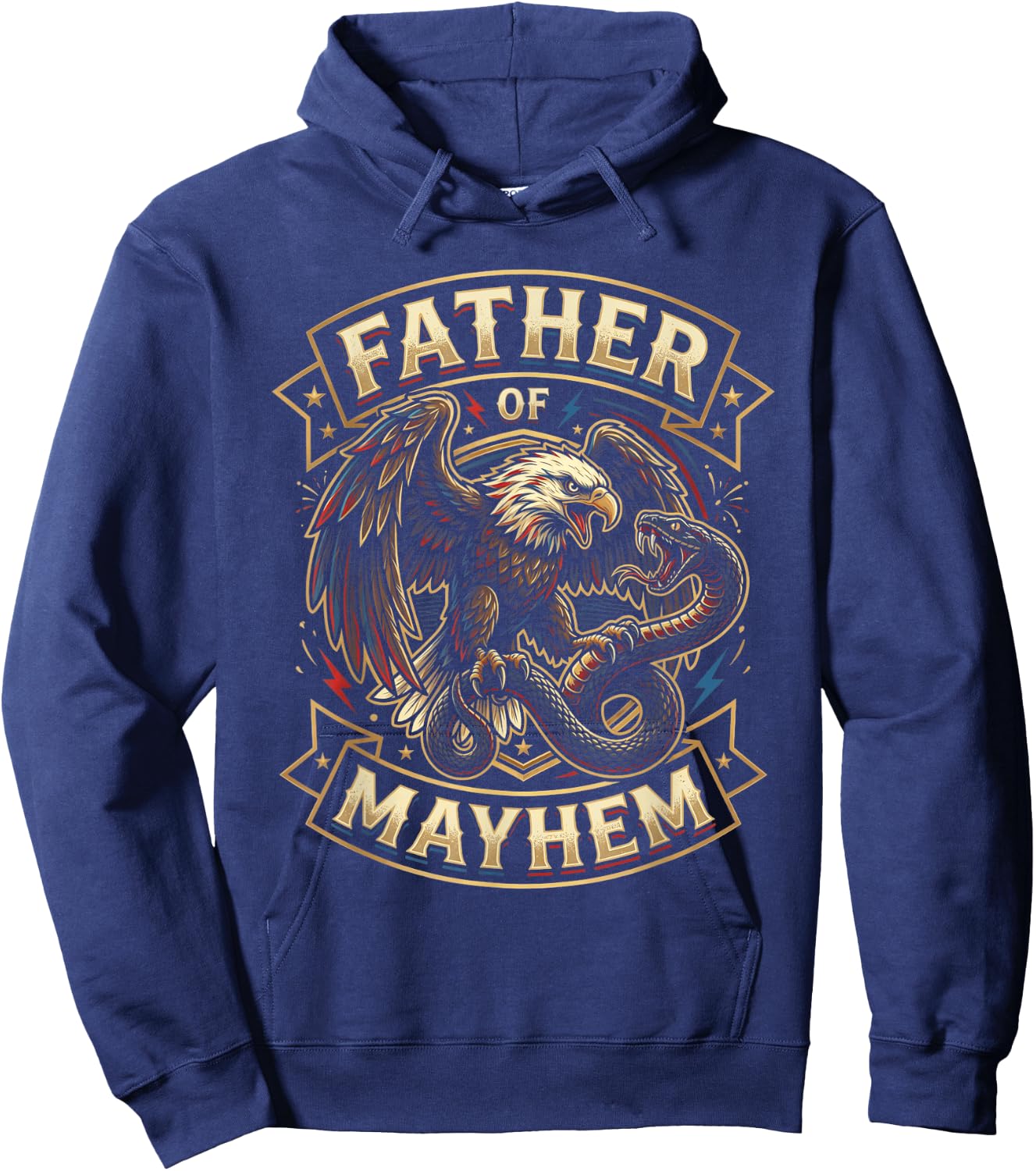 Men Dad Funny Father's Day USA Eagle Father of Mayhem Hoodie - Hoodie | Navy