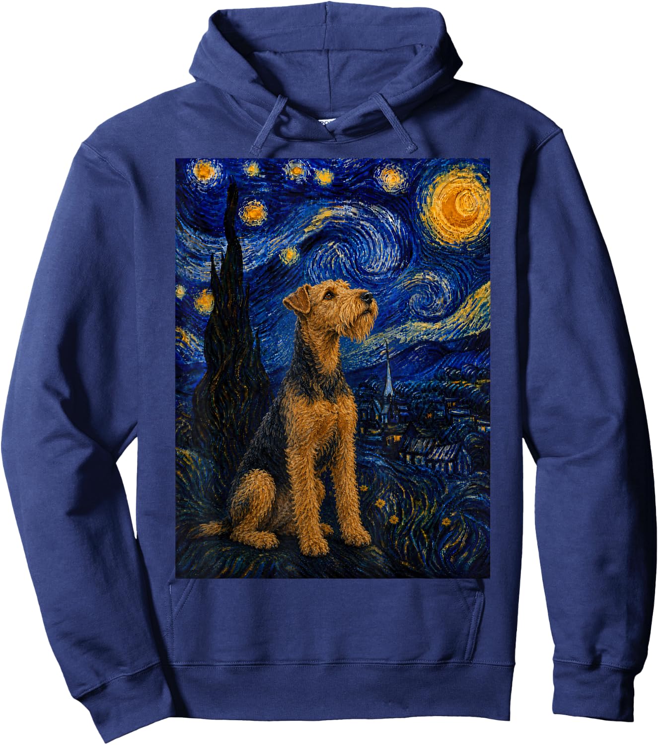 Welsh Terrier Dog Van Gogh Starry Night Hoodie - Hoodie | Navy