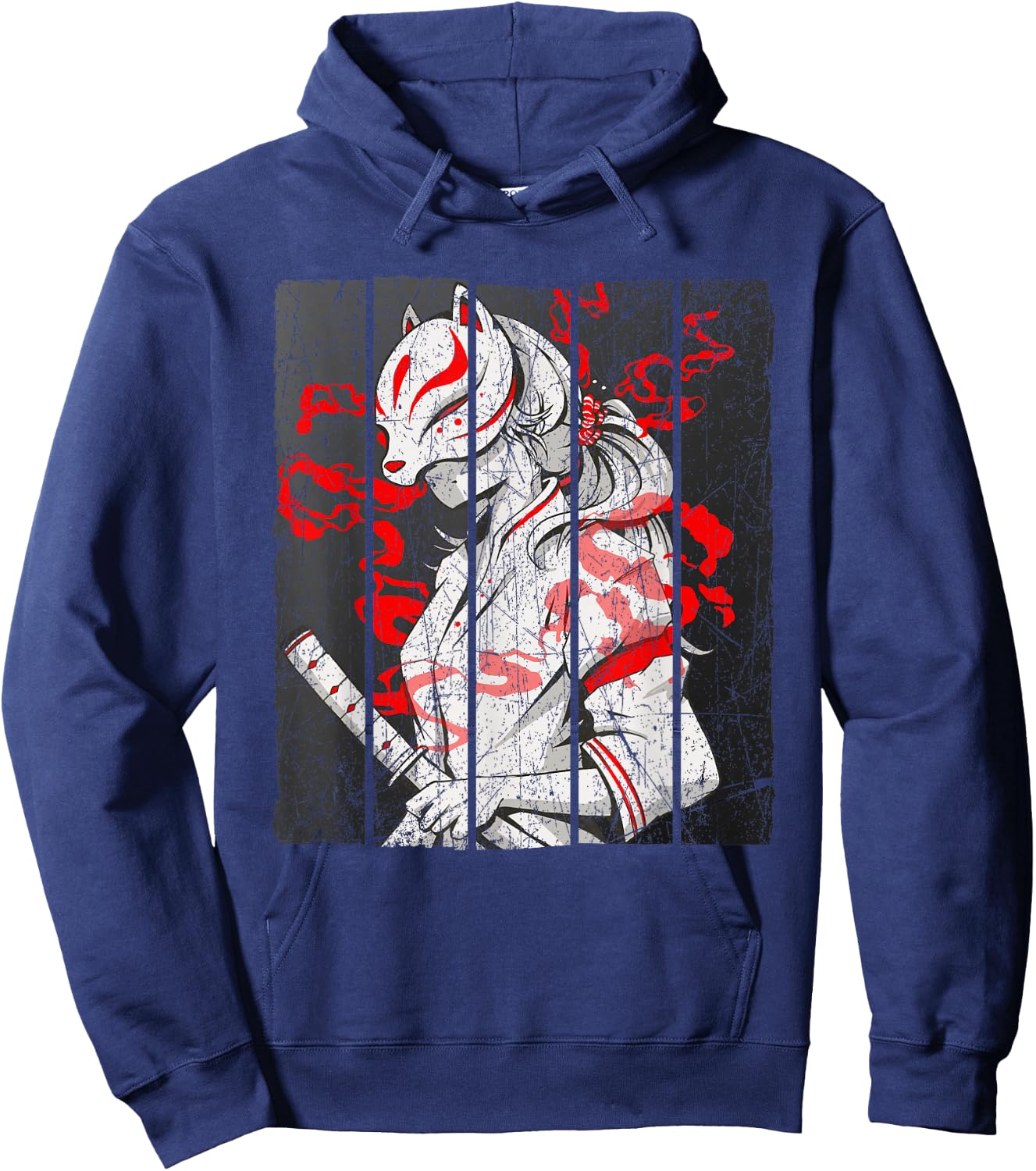Japanese Mask Fox Aesthetic Kitsune Inari Oni Anime Hoodie - Hoodie | Navy