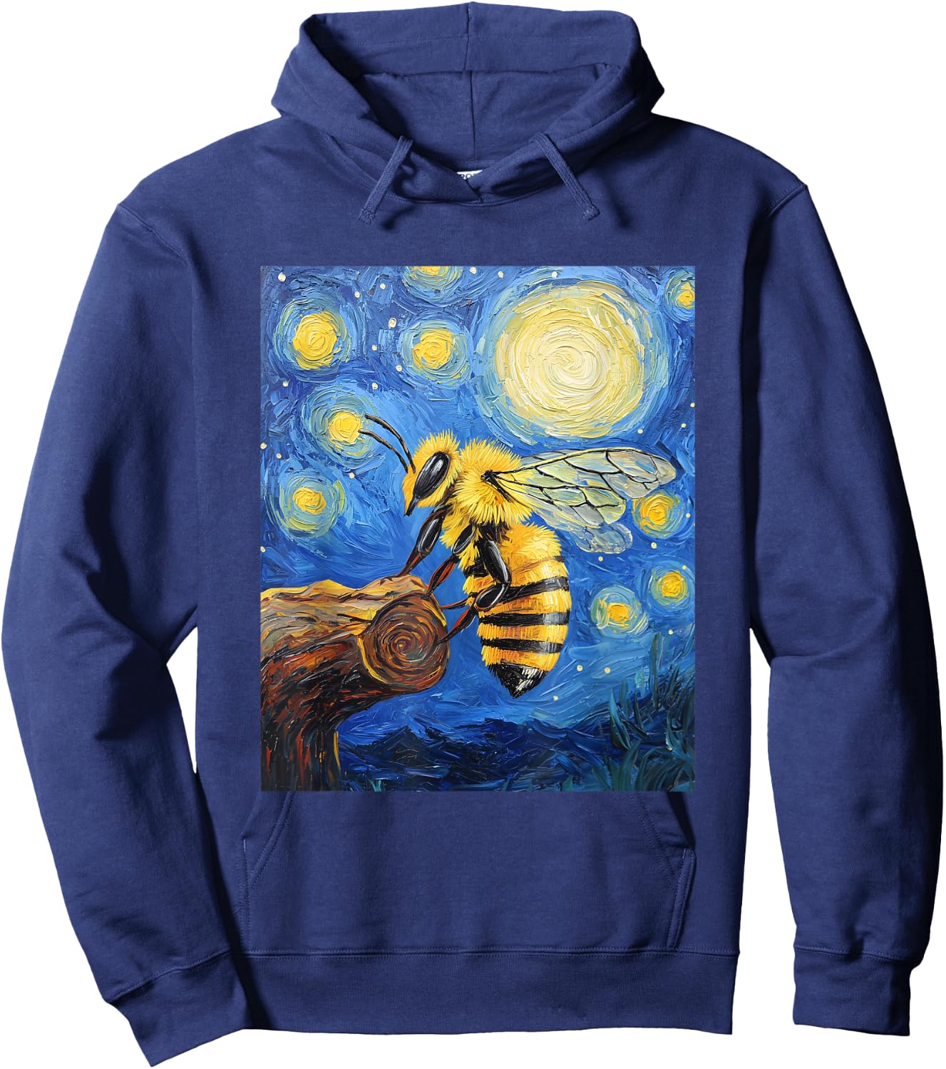 Bee Van Gogh Style Starry Night Graphic Hoodie - Hoodie | Navy