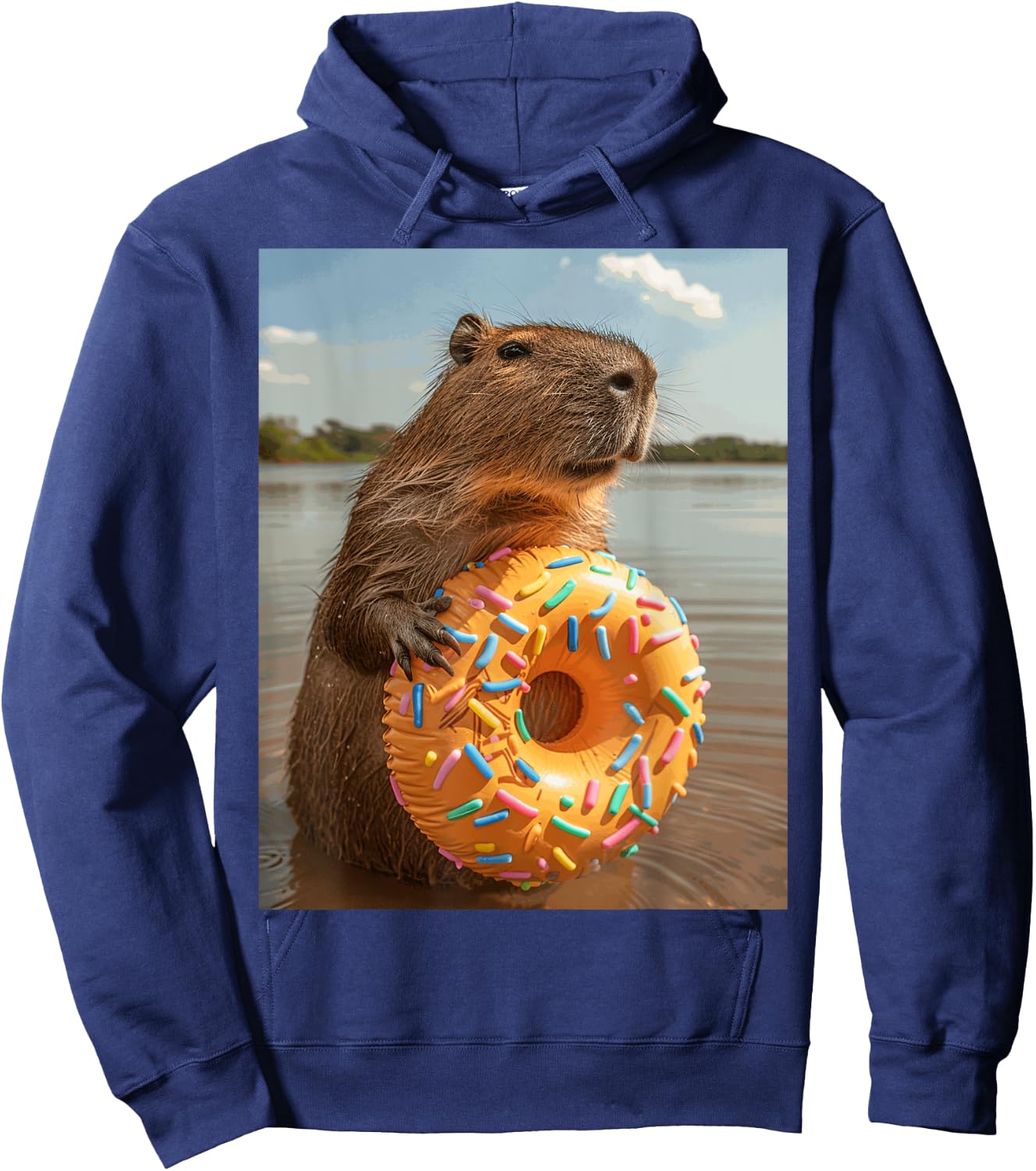 Funny Graphic Capybara Hoodie - Hoodie | Navy