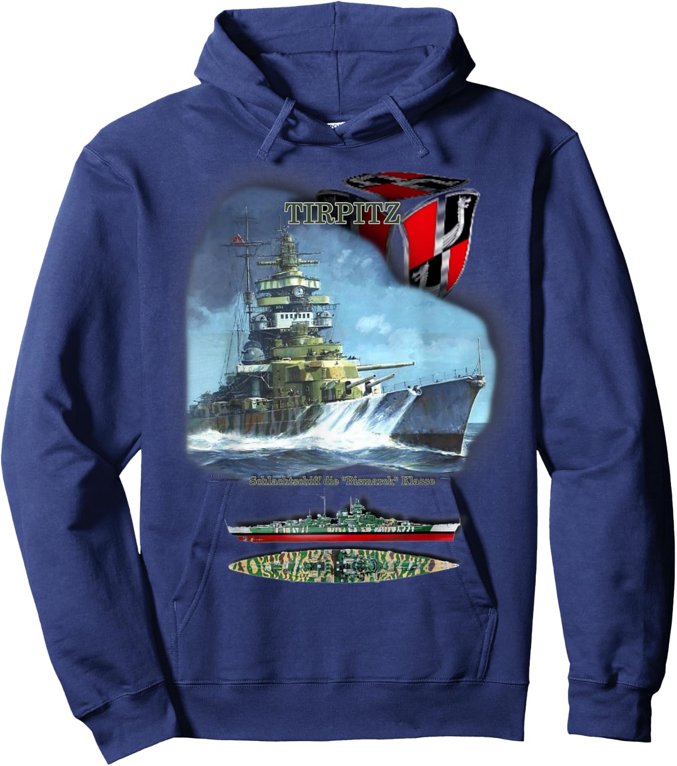 geschenkidee Schlachtschiff „TIRPITZ“ , -Erwachsene, Schwarz, S, Kurzarm Hoodie - Hoodie | Navy