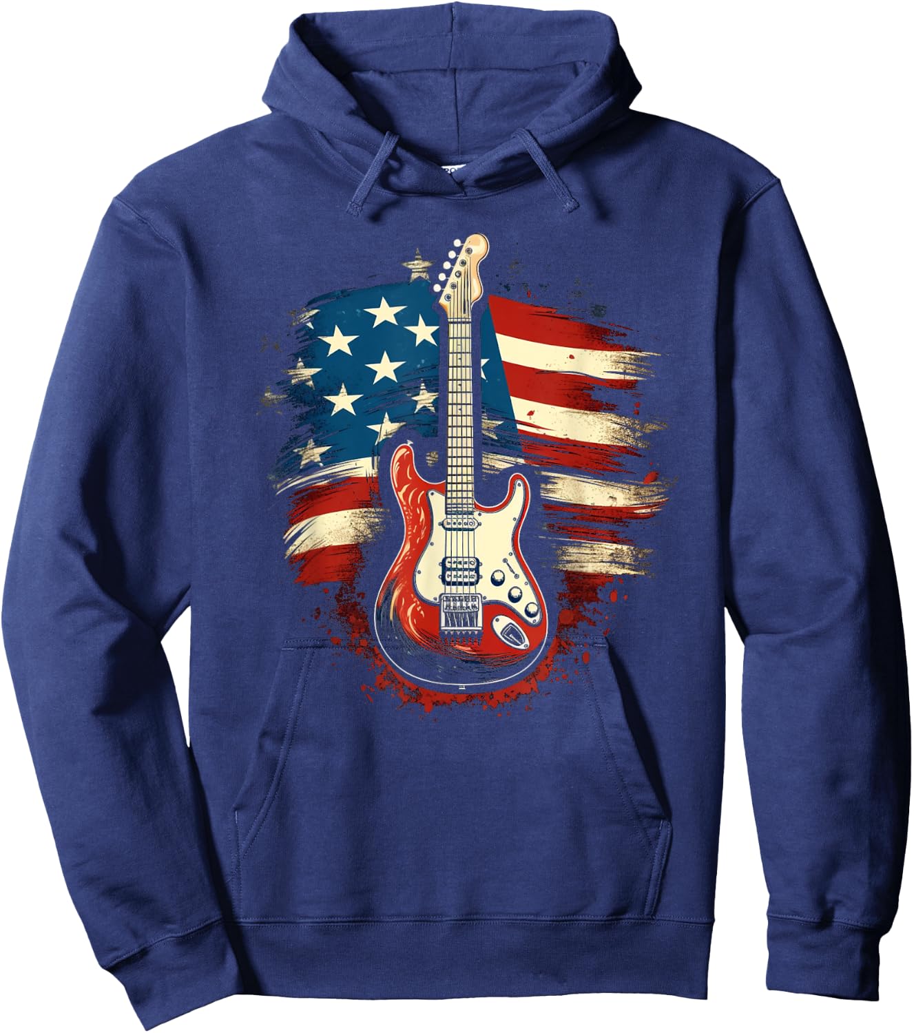Guitar American Flag USA - Country Music 4th of July Gifts Women Kids Men Hoodie - Hoodie | Navy