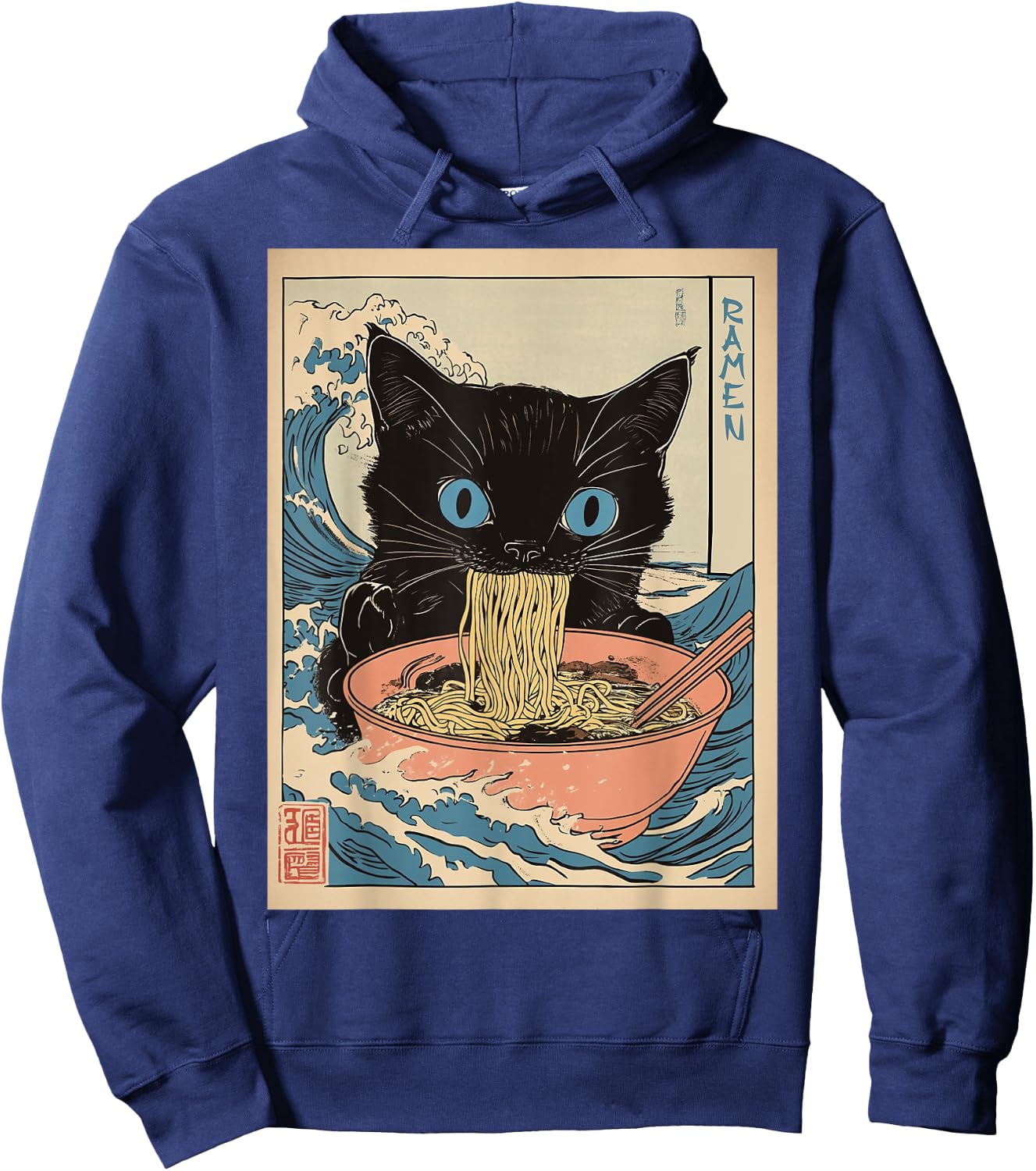 Kawaii Noodles Soup Anime Japanese Ramen Cat Teens Girls Hoodie - Hoodie | Navy