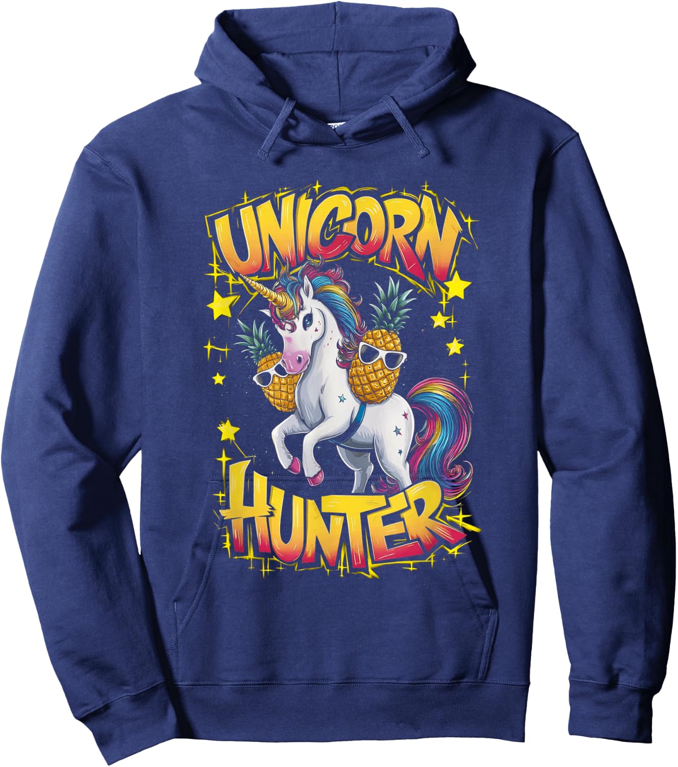Funny Unicorn Hunter Upside Down Pineapple Swinger Party Hoodie - Hoodie | Navy