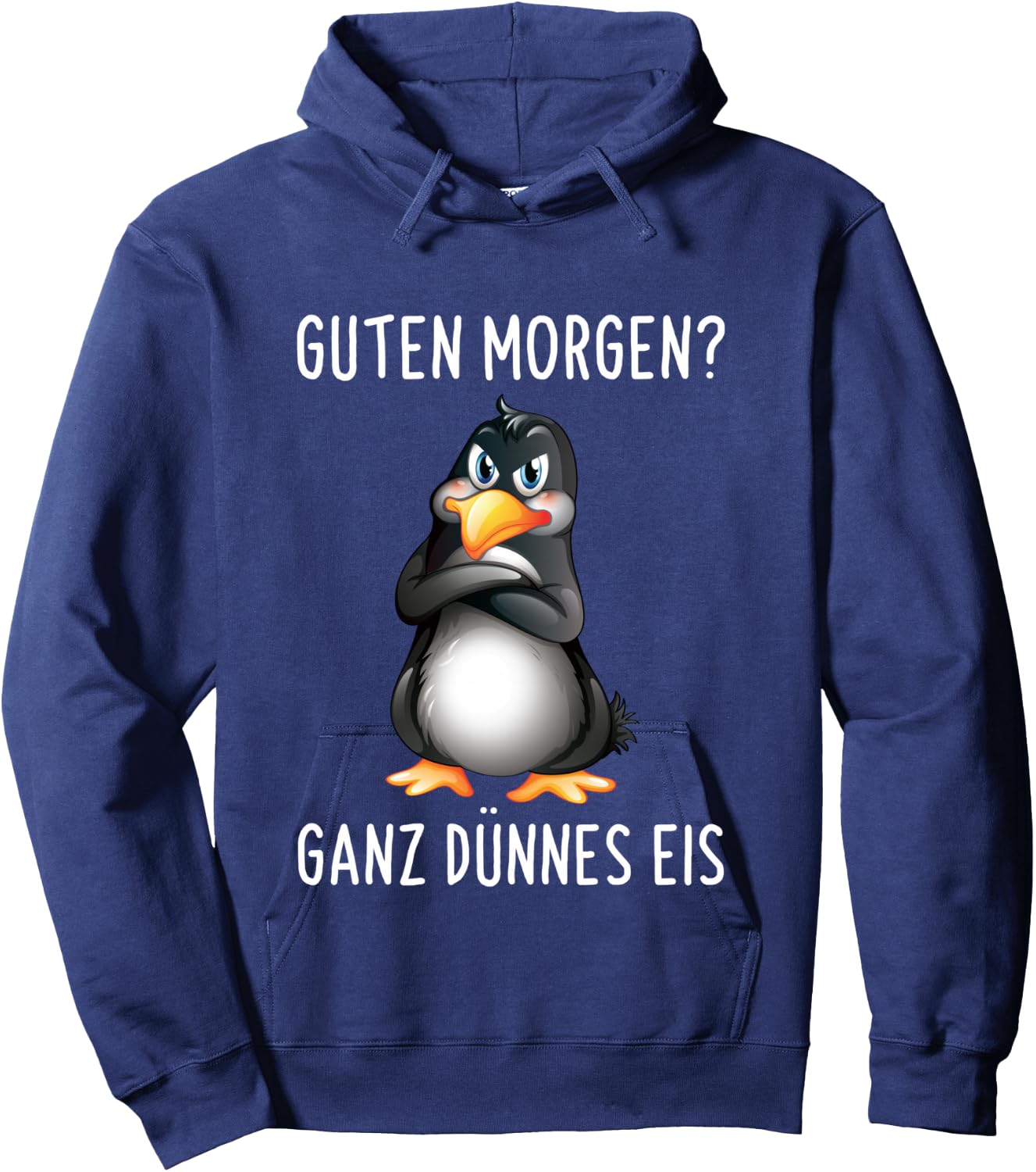 Guten Morgen? Ganz Thin Ice Cream Morgenmuffel Funny Penguin Long-Sleeved Shirt, black, s Hoodie - Hoodie | Navy