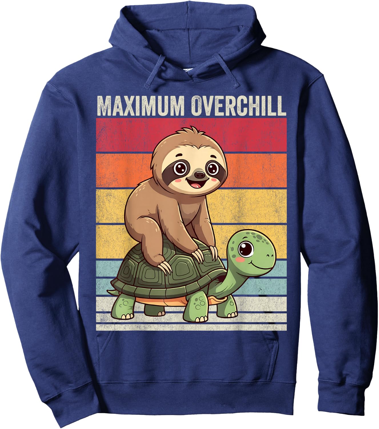 Sloth Turtle, Sloth Tortoise, Funny Sloth Riding a Turtle Hoodie - Hoodie | Navy