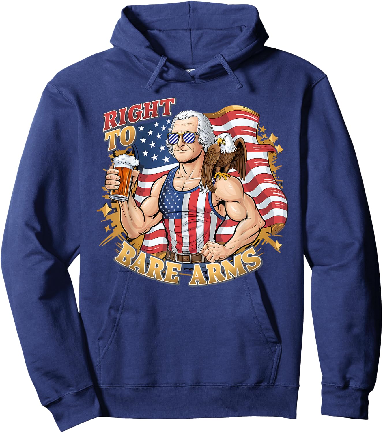 George's Right To Bare Arms 4th Of July Gym Workout Graphic Women Men Hoodie - Hoodie | Navy