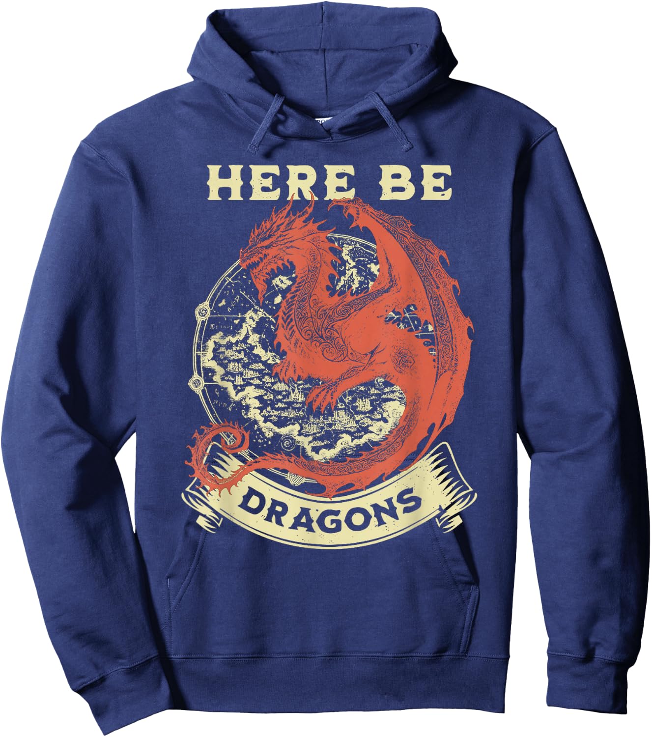 Here Be Dragons Map Hoodie - Hoodie | Navy